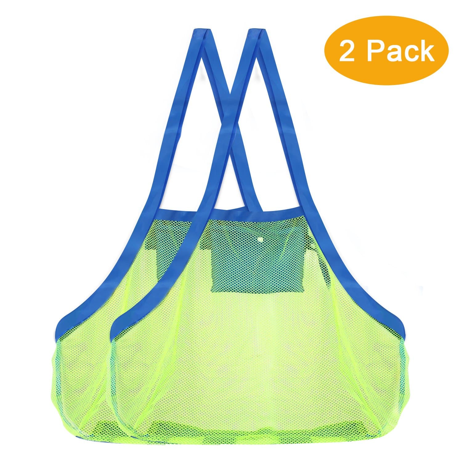 2 Pack Mesh Beach Bag Tote (XL Size) - Sand Beach Toy Bag Away from Sand or Water for Holding Toys & Swimming Equipment ¡
