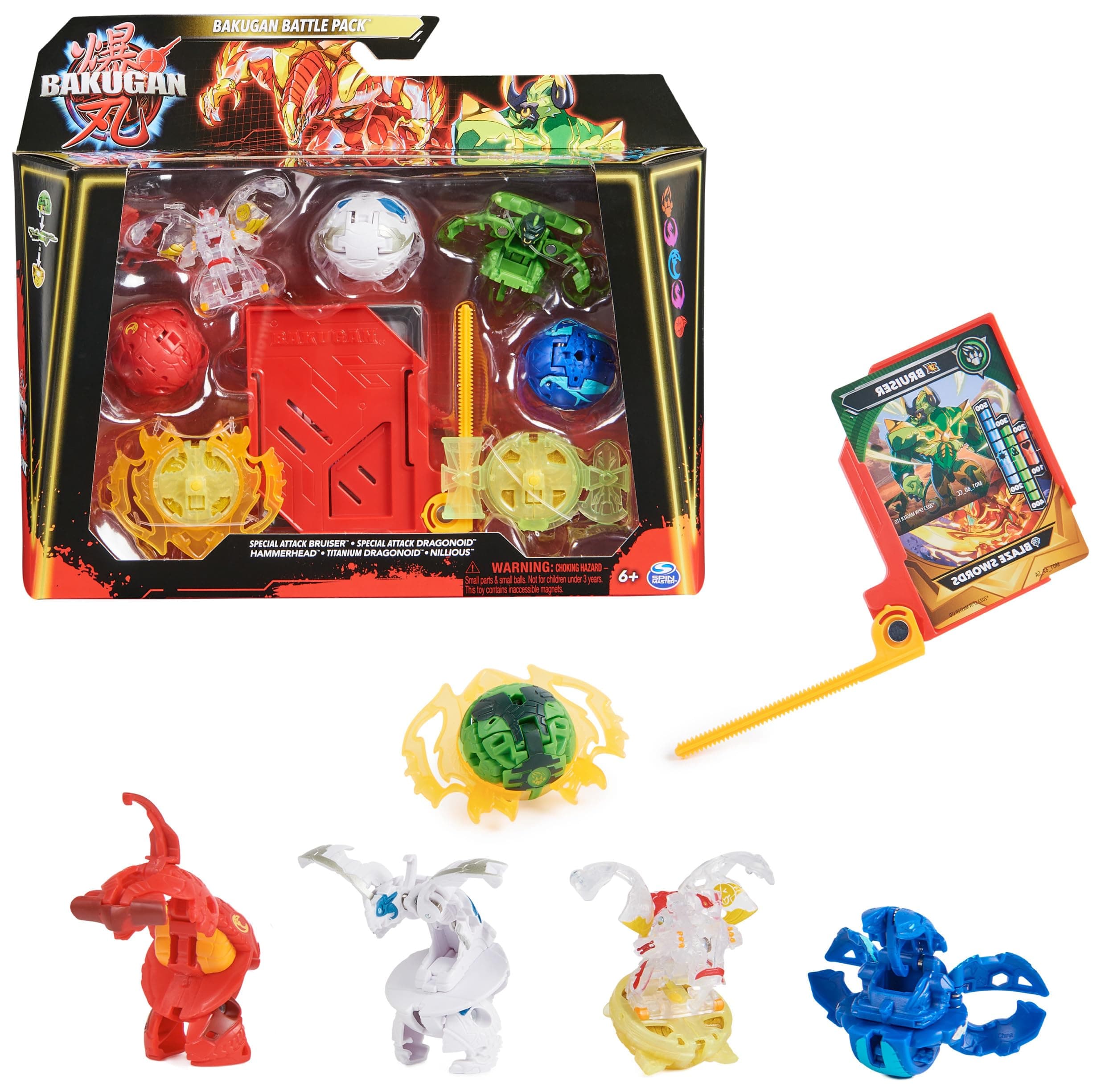 2023 Battle Pack with 5 Balls (2 Special Attack Bruiser and Diamond Dragonoid and Three Core Balls), for Children from 6 Years