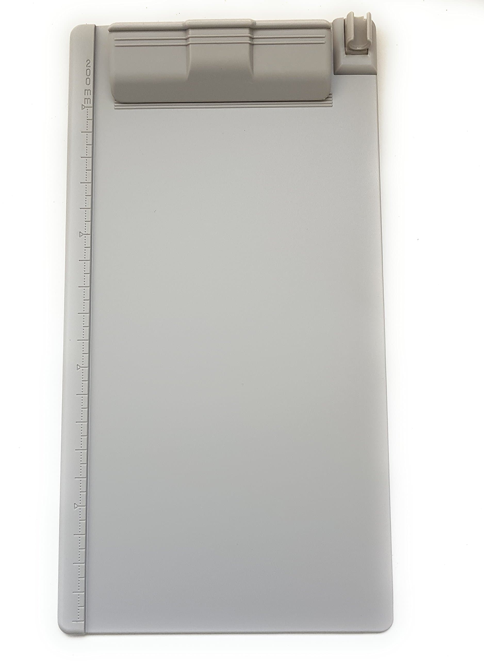 4.7" X 9" Mini Clipboard / Receipt Bill Holder Pad with Pen Pencil Holder and 200 mm Ruler Scale / Gray