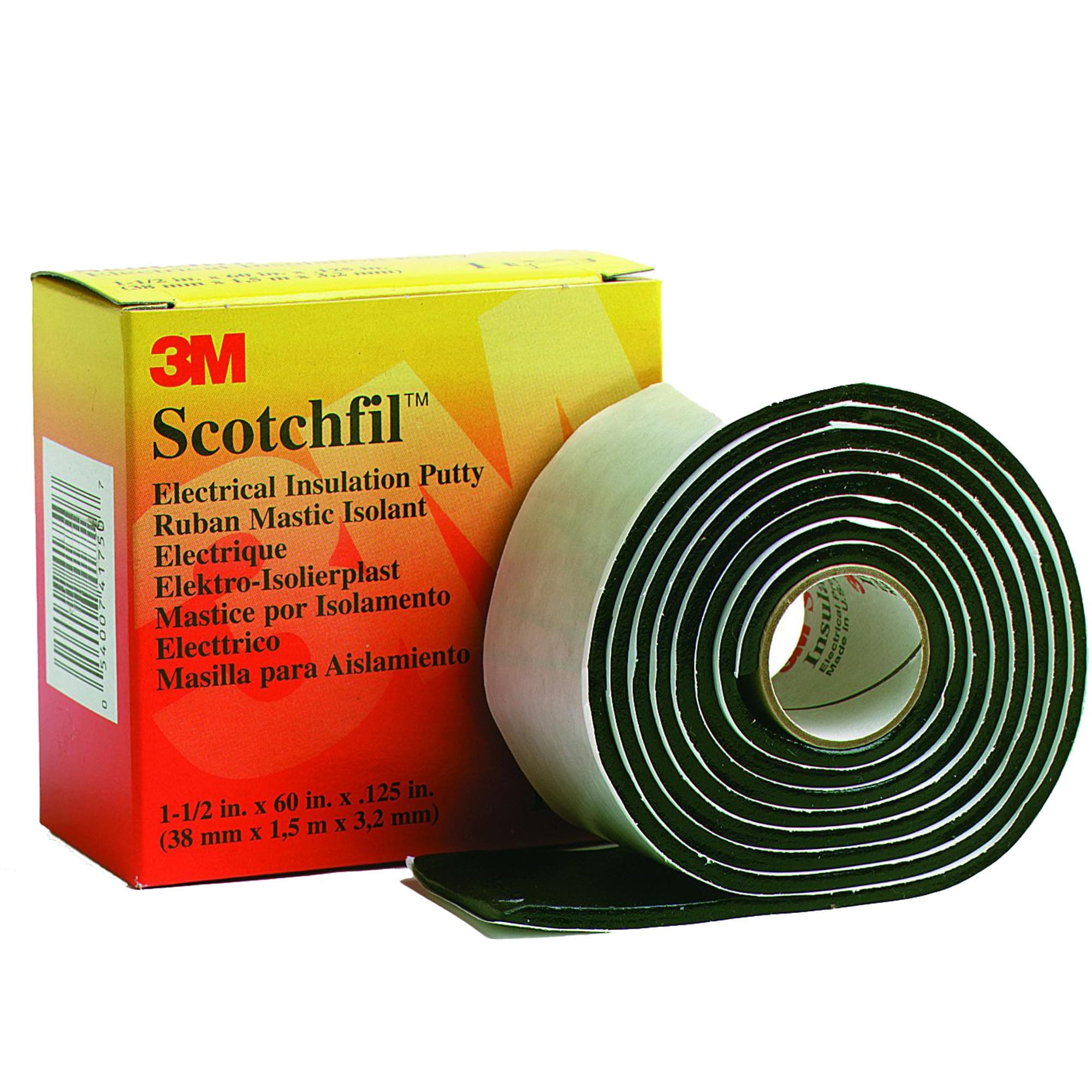 Scotchfil Electrical Insulation Putty, 1-1/2 in x 60 in, Black, 1 Roll, Mastic Adhesive