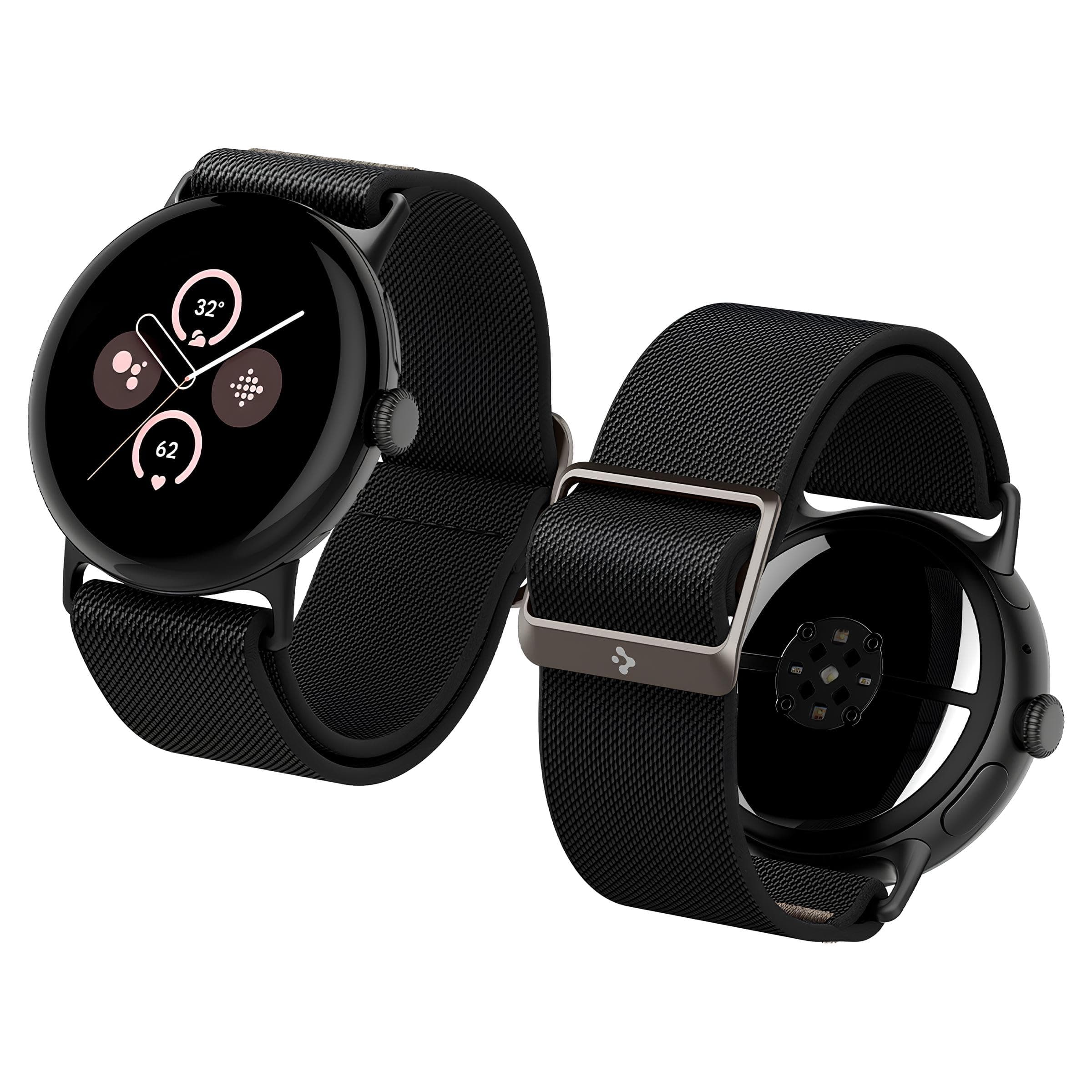 Spigen Lite Fit Designed for Google Pixel Watch 4/3 45mm Band Nylon Solo Loop Strap - Black