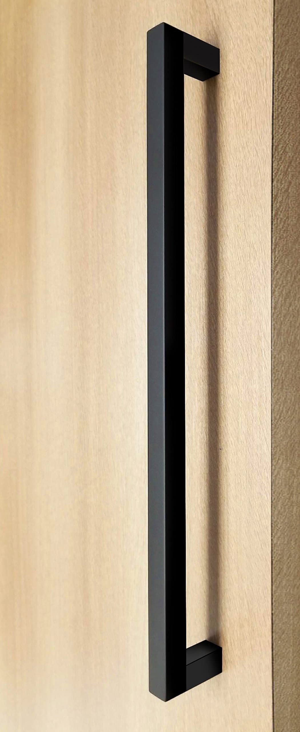 36" Modern & Contemporary 1" x 1" Square Shape Handle / Push-Pull Stainless-Steel Door Handle for Entrance/Entry/Shower/Wood/Glass/Office/Shop/Store, Interior/Exterior - Matte Black Powder Finish