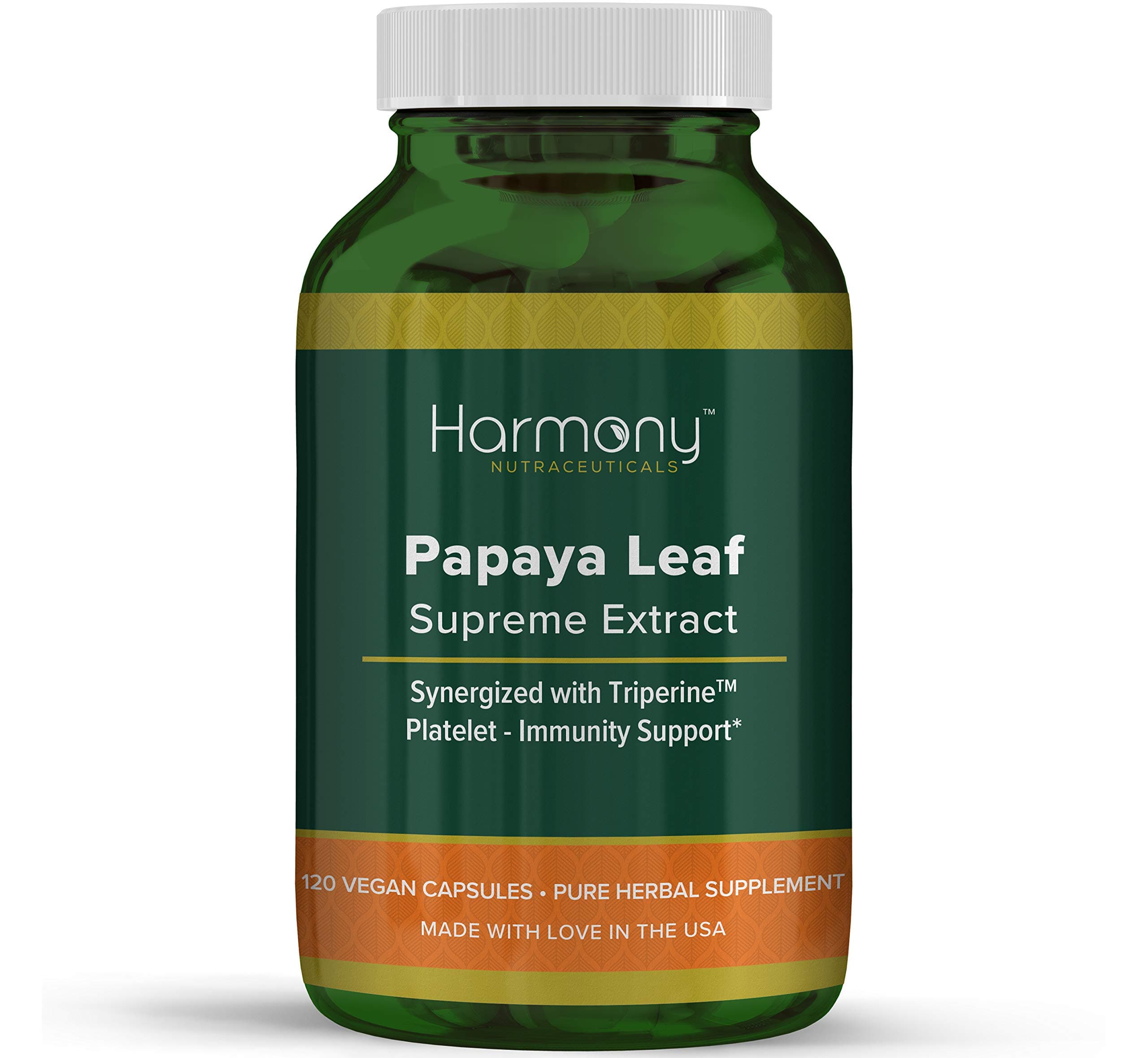 Papaya Leaf Supreme Extract Highest Potency Maximum Bioactivity Organic Dr. Gumman's Clinical Grade 120 Vegan Capsules Synergized with Triperine