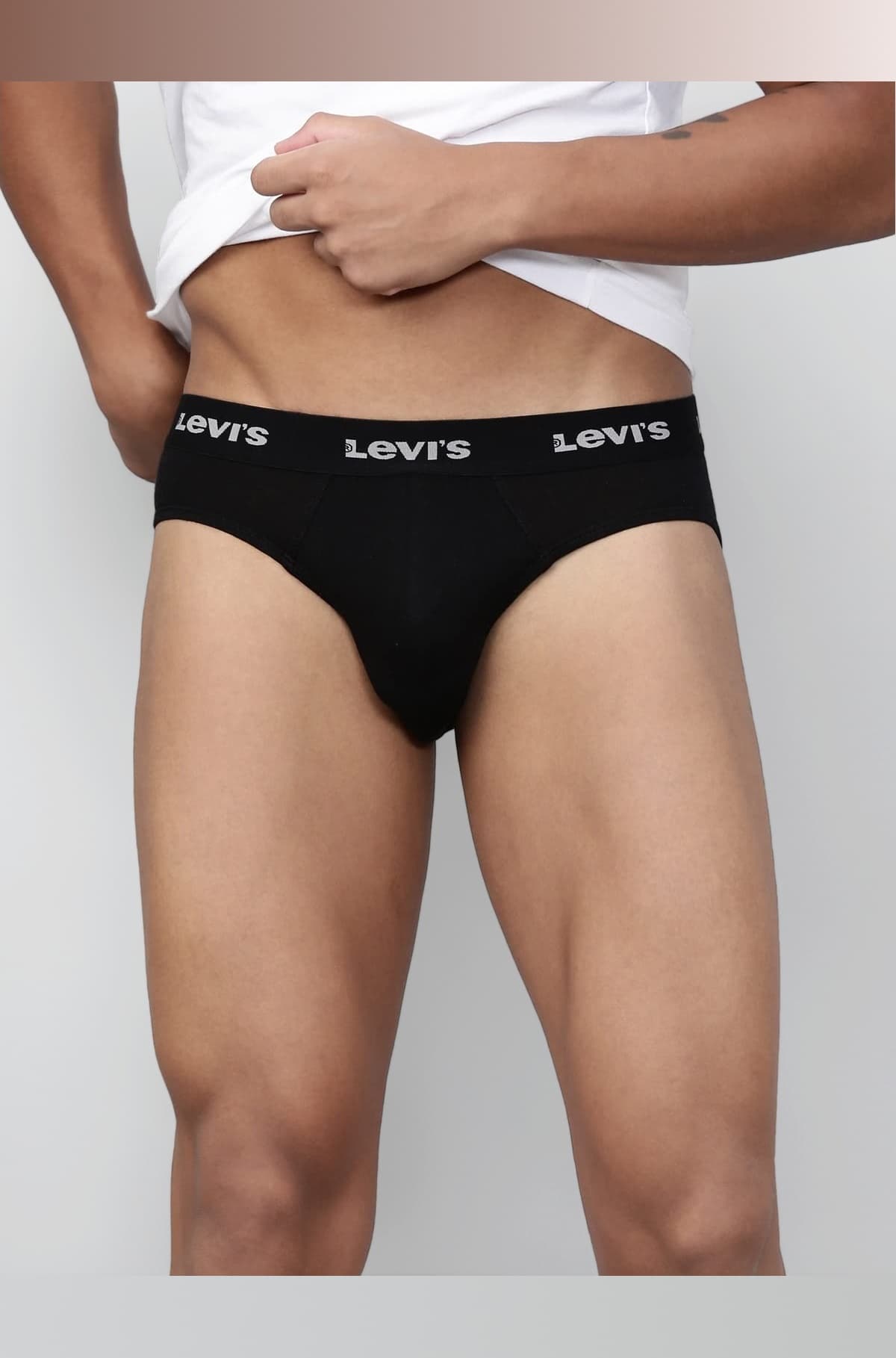 - 009 Men's Pure Cotton Solid Brief - Mid Rise, Outer Elastic Waistband (Pack of 1)