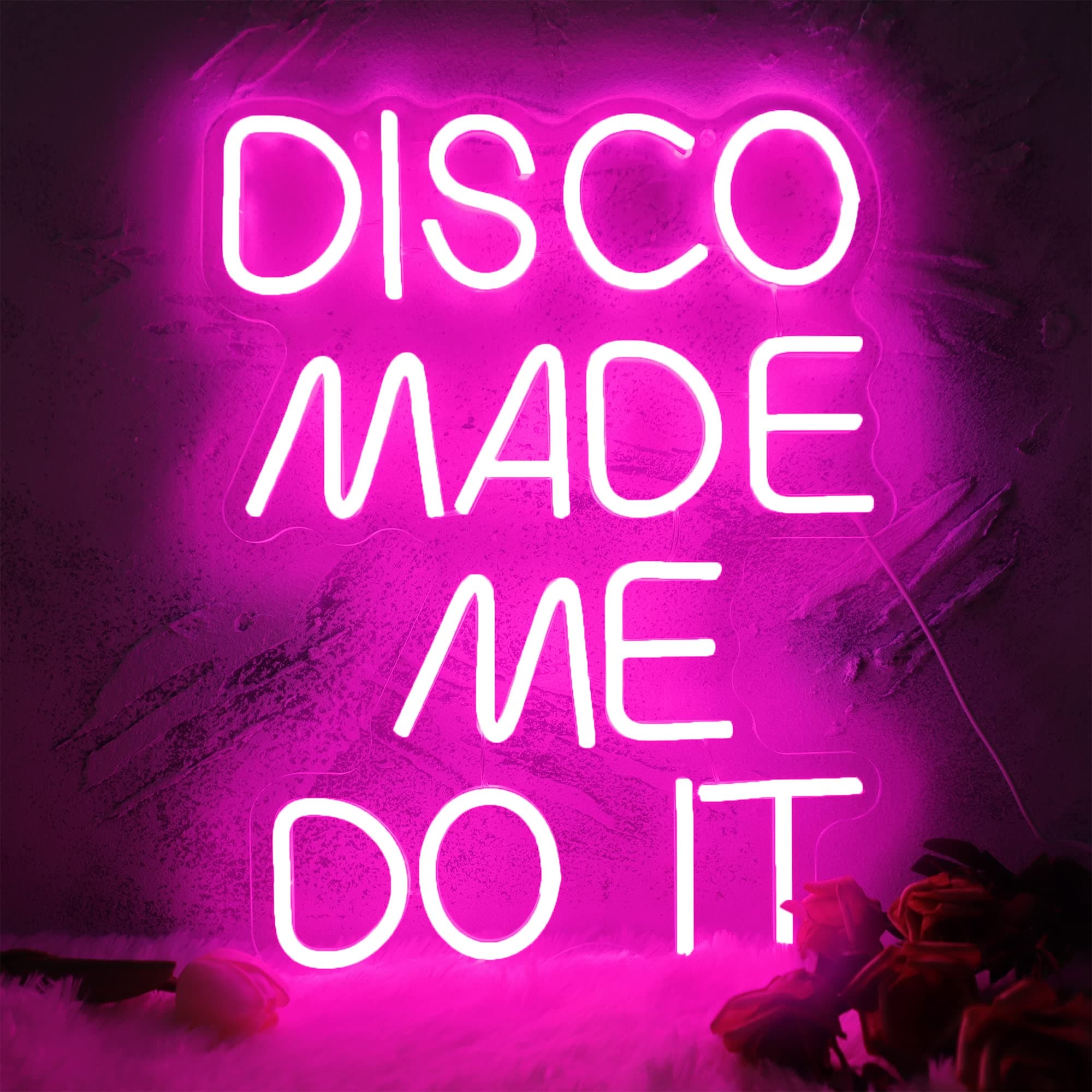 Disco Made Me Do It Led Neon Light Signs for Wall Decor, Pink Neon Light Signs for Bedroom Bachelorette Party Birthday Wedding Engagement Party Bar Club Neon Sign Art GIft(12.4 * 16.1in)