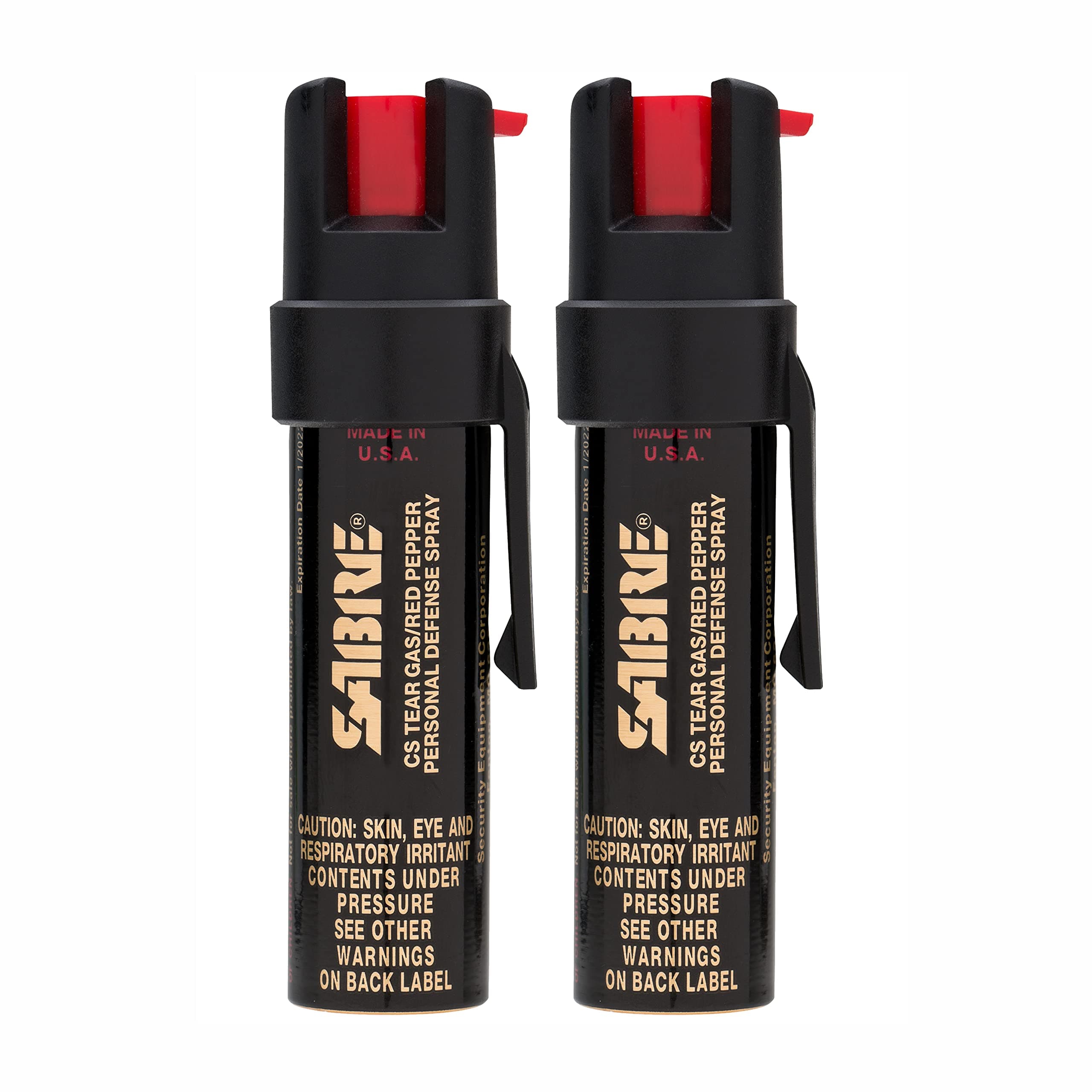 SABRE Advanced Pepper Spray, 3-in-1 Formula Contains Maximum Strength Pepper Spray, CS Military Tear Gas and UV Marking Dye, Compact Belt Clip for Easy Carry and Fast Access, 35 Bursts