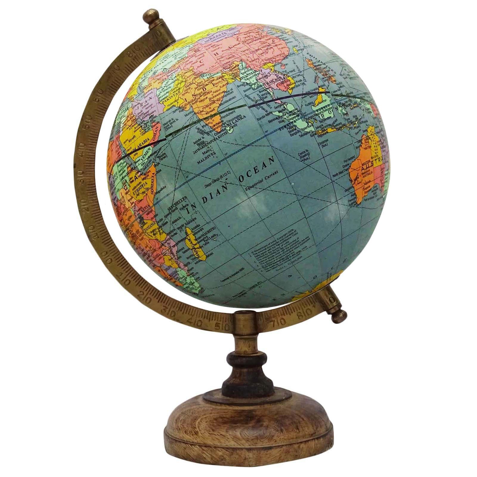 13 Decorative Blue Ocean Rotating Globe World Geography Table Decor Earth