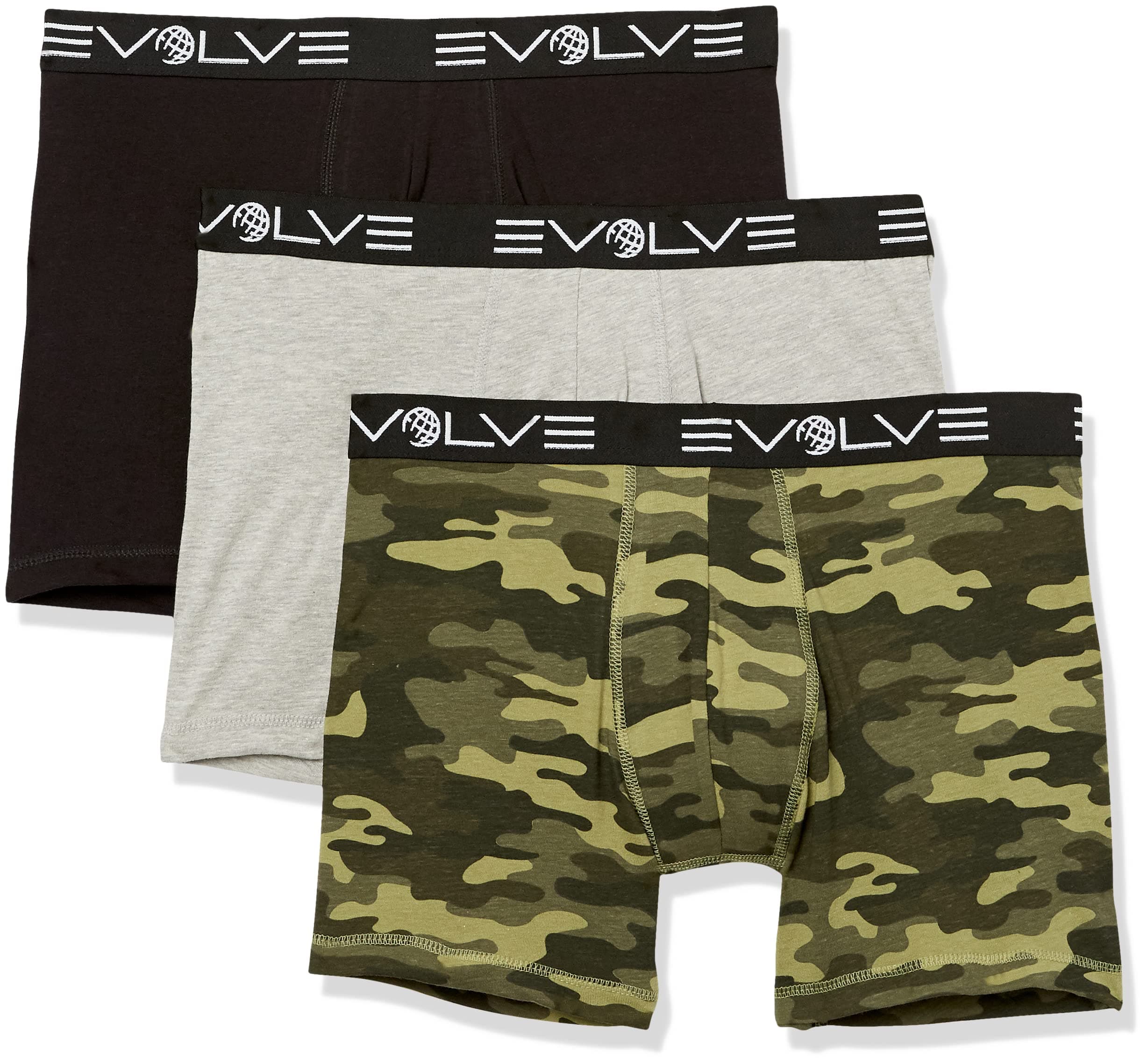 Evolve Men's Cotton Stretch 3 Pack 6'' Boxer Brief