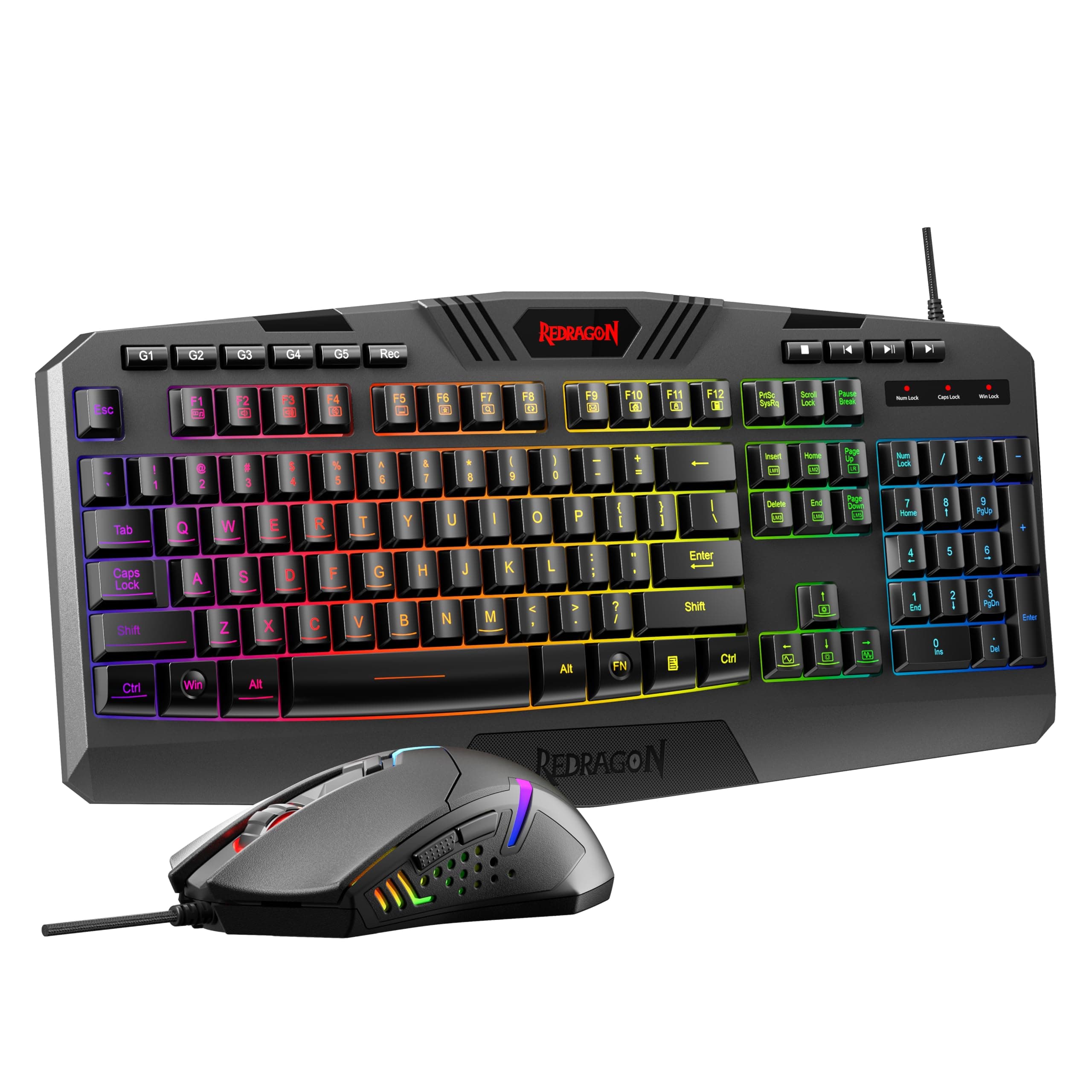 S101-3 PRO Gaming Keyboard and Mouse, RGB Backlit Programmable Keyboard Mouse with Software, Independent Macro Record Keys, Value Combo Set, New Update Version