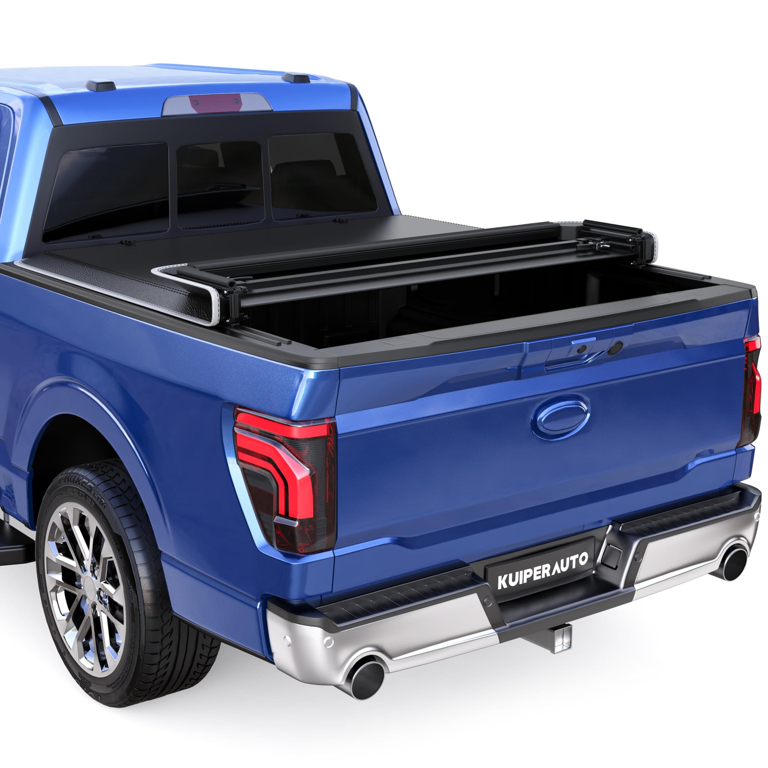 Quad 4-Flip 5.5FT Soft Flip Truck Bed Tonneau Cover On Top Compatible with Ford F150 F-150 2015-2026 Bed Fourth Flip Styleside Truck Bed Cover w/Reflective Strip 67inch