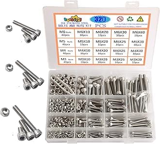 Nut and Bolts Set M3 M4 M5 M6 304 Stainless Steel Hex Socket Screw Bolts and Nuts Kit Hex Stainless Machine Screws With Storage Box 320PCS