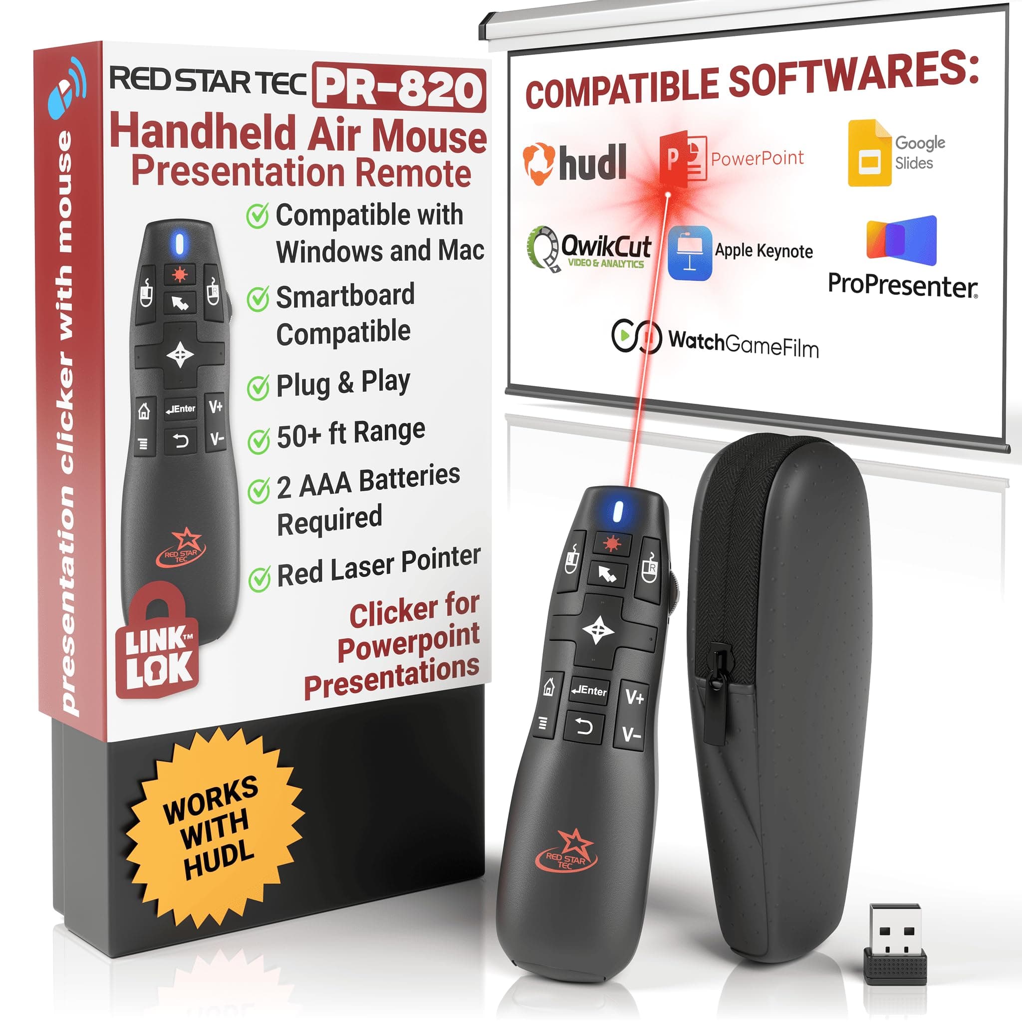 - PR-820 Presentation Clicker for Mac – Smartboard Remote PowerPoint Clicker with Laser Pointer & Air Mouse, Compatible with Keynote, Google Slides, MacBook & PC