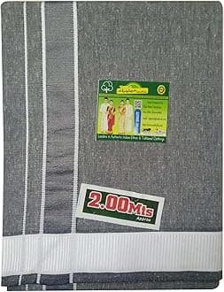 Men's Cotton Colored Dhoti with Fancy Border Kerala-style Veshti Mundu Kaili Lungi 2.0 Mtrs