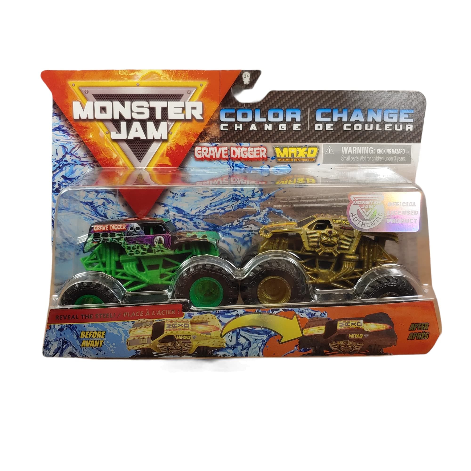 Monster Jam 1:64 Scale Color Change Grave Digger Vs MAX D Maximum Destruction