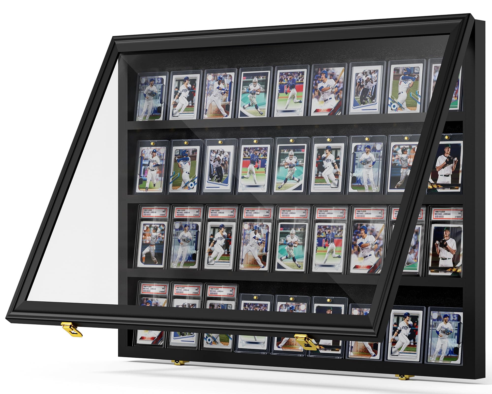 Baseball Card Display Case, 36 Graded Card Display Frame Lockable, Trading Card Display with UV Protection Sports Card Display Case for Baseball Cards, Football Cards, Sports Cards