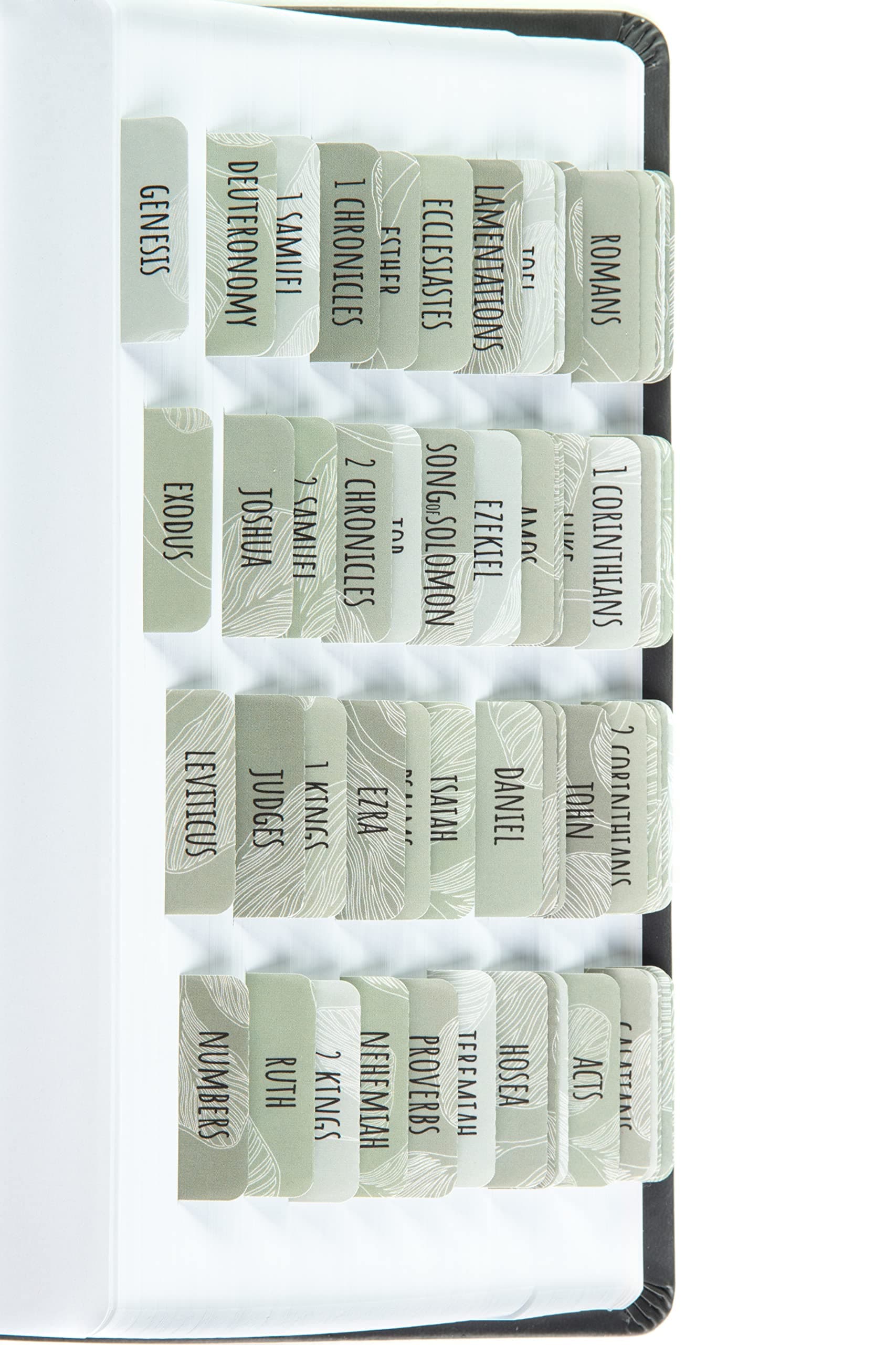 Laminated Bible Tabs (Large Print, Easy to Apply), Bible Study Journaling Supplies, 72 Bible Index Book Tabs for Women, Bible Accessories, Includes 6 Blank Tabs - Sage Theme