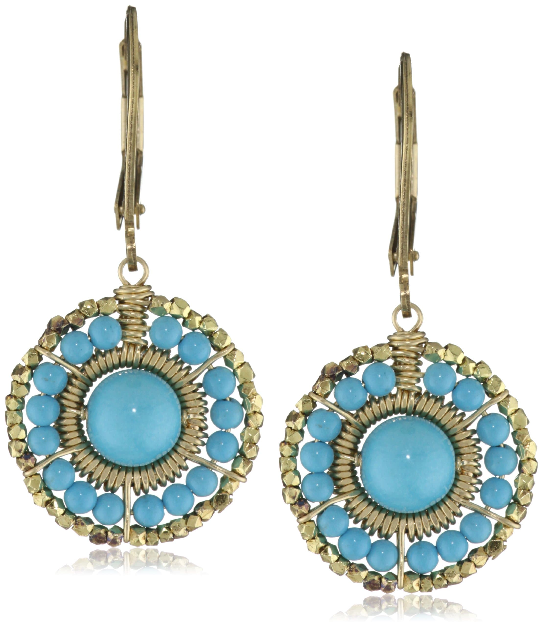 Gold-Filled Turquoise Medallion Earrings