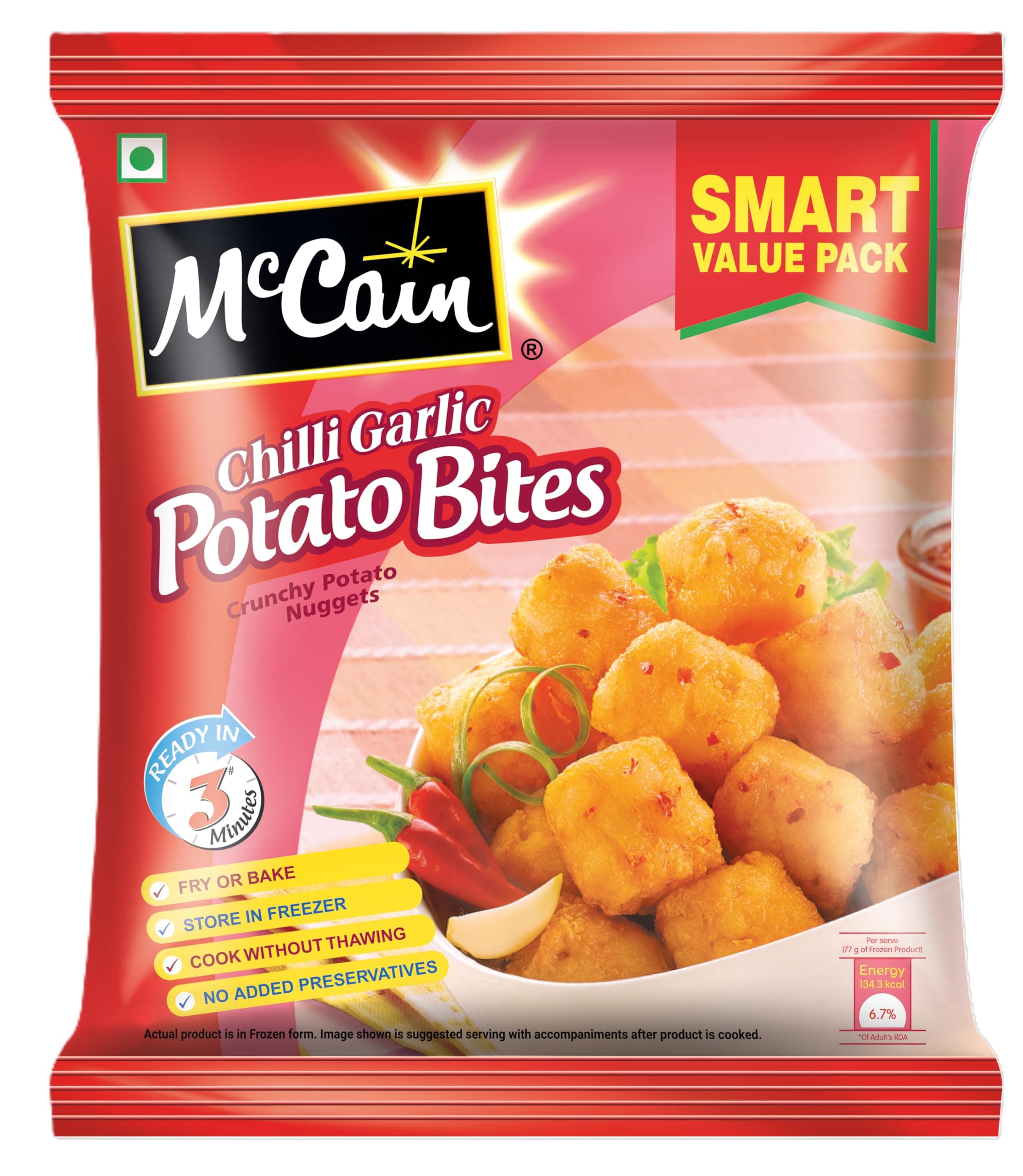 Chilli Garlic Potato Bites, 700 Grams Value Pack