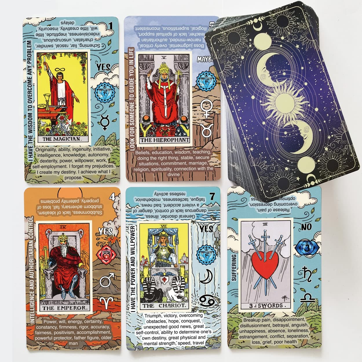 Tarot Cards For Beginners, Learning Tarot Deck, No Guide Book Needed, Tarot Cards With Meanings On Them - For All Ages