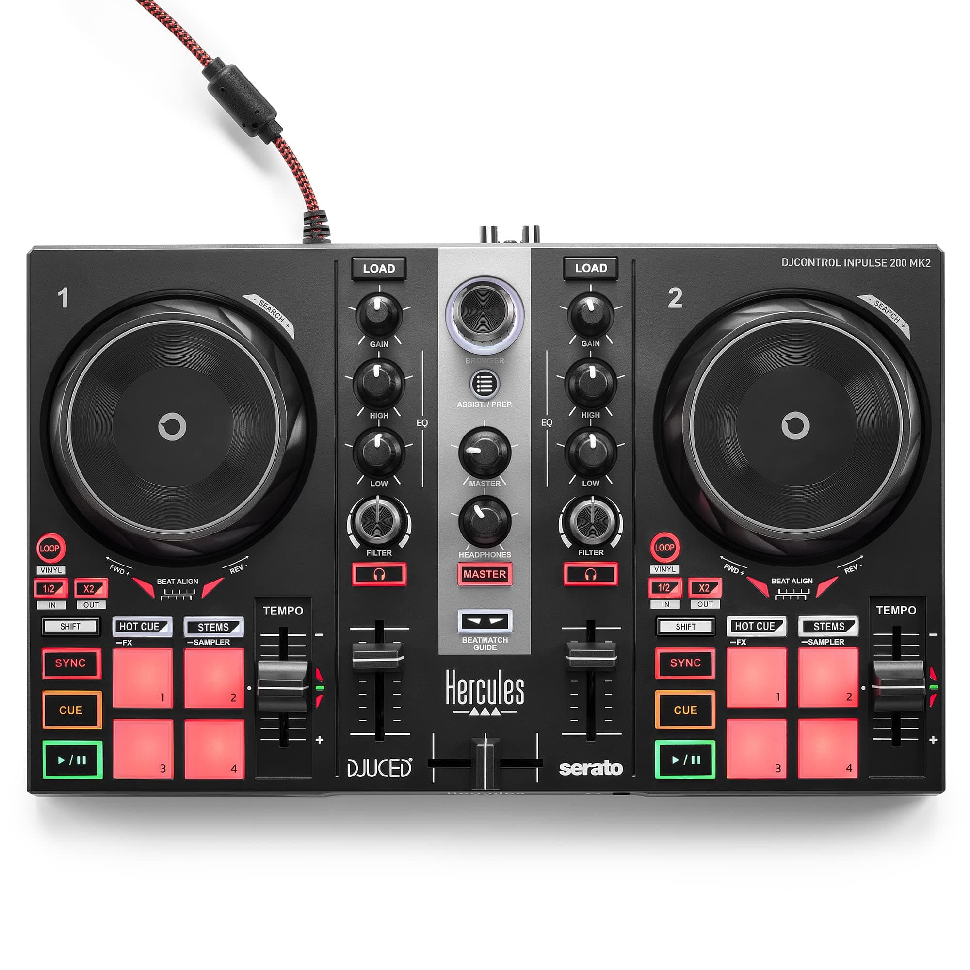 DJControl Inpulse 200 MK2 – Compact DJ Controller with LED Light Guides, Enhanced Features, and Compatibility with DJUCED & SERATO Software