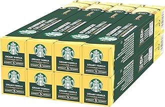 Creamy Vanilla Flavoured Coffee by Nespresso, Blonde Roast, Coffee Capsules 8 x 10 (80 Capsules)