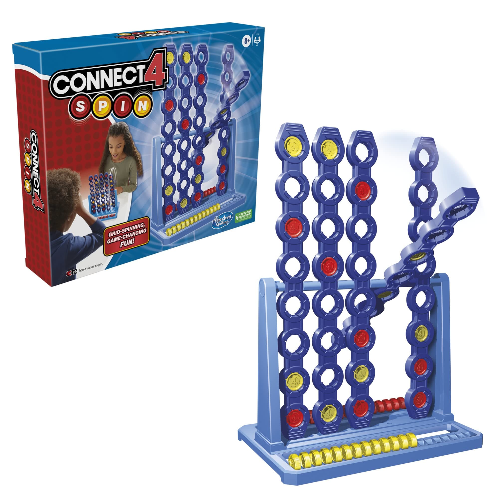 Connect 4 Spin Game, Features Spinning Connect 4 Grid, 2 Player Board Games for Family and Kids, Strategy Board Games, Ages 8 and Up