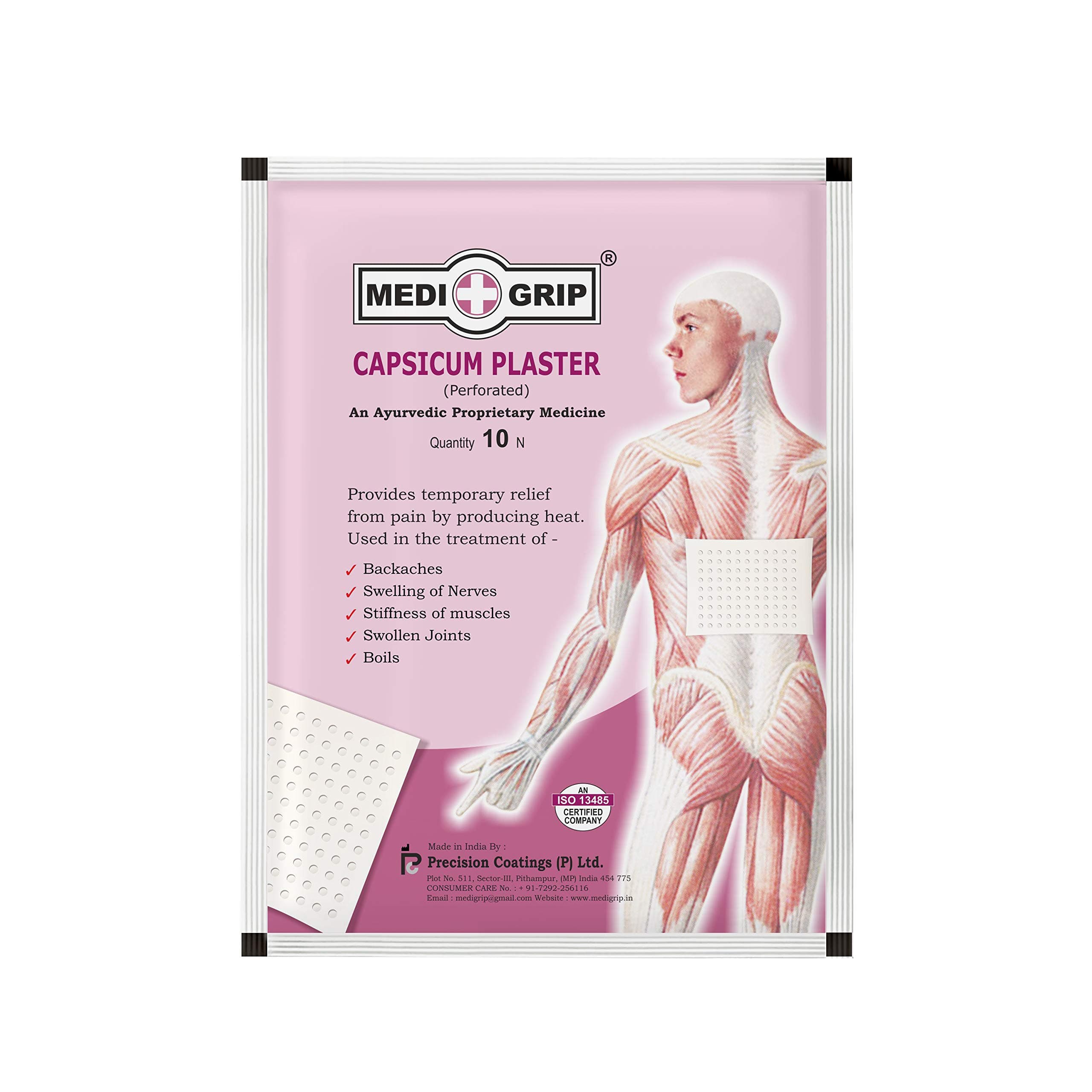 Medigrip Pain Relief Patch Strong with Ayurvedic Formulation (Pack of 100 Plasters) Topical Pain Relief for Muscles, Joints, Cramps