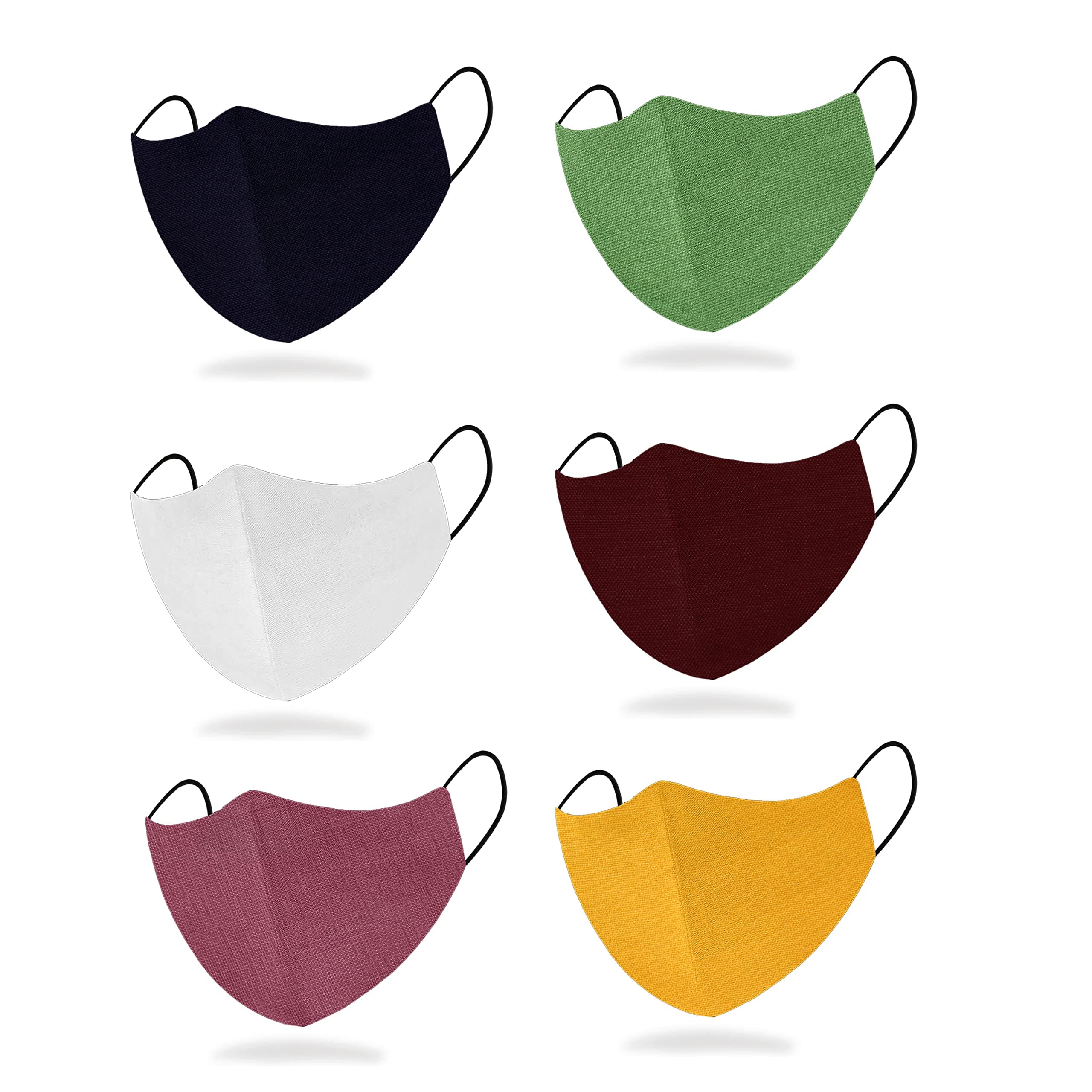 SIXSIGMA® (Pack of 6) Cotton Basic Reusable Cloth Face Mask Adult, Women,Men Pack of 6, Soft Washable 100% Cotton Unisex Face Cover (Multi Colour) Color May Vary