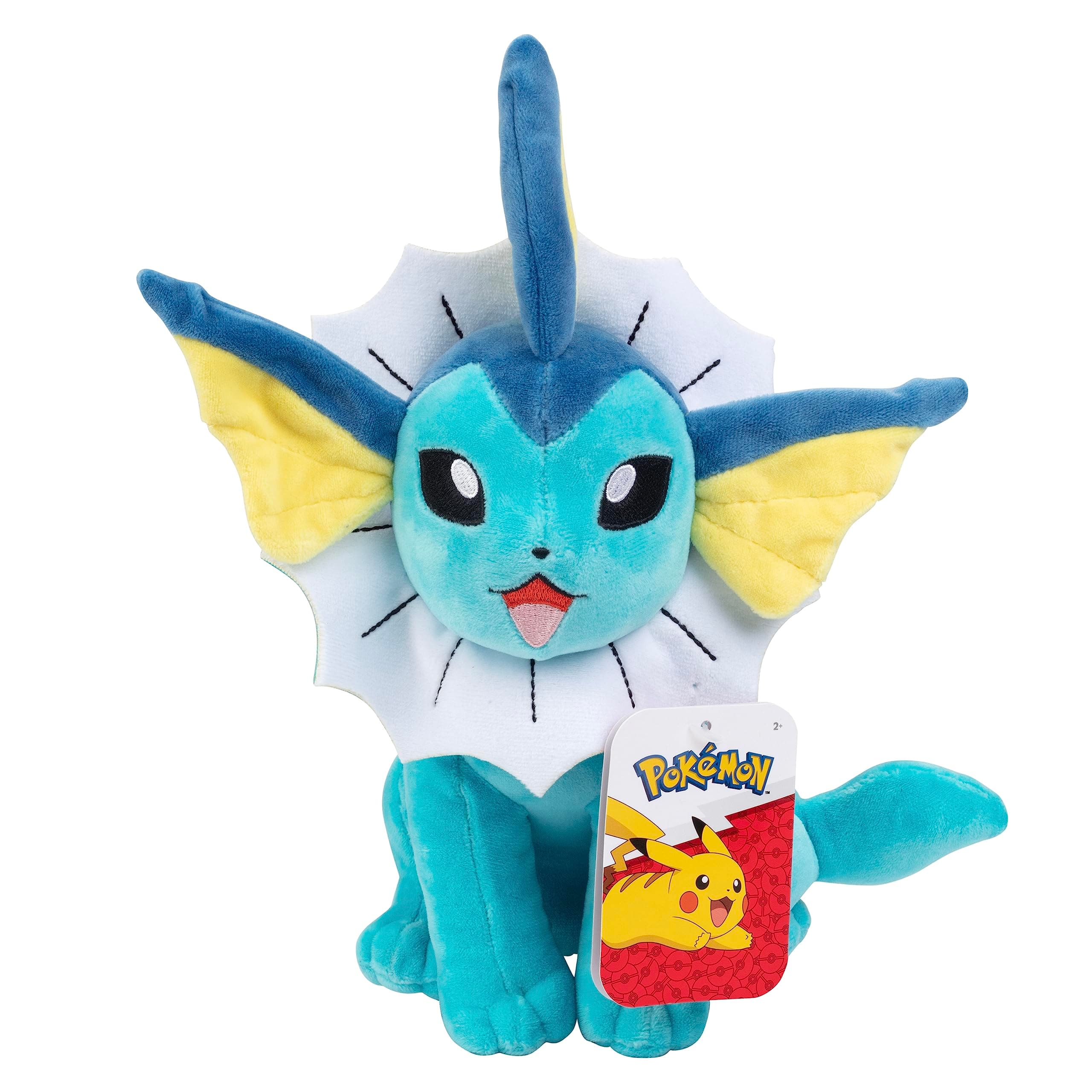 Vaporeon 8" Plush - Officially Licensed - Eevee Evolution Figure - Authentic Soft Stuffed Animal Toy - Gift for Kids, Boys, Girls - 2+