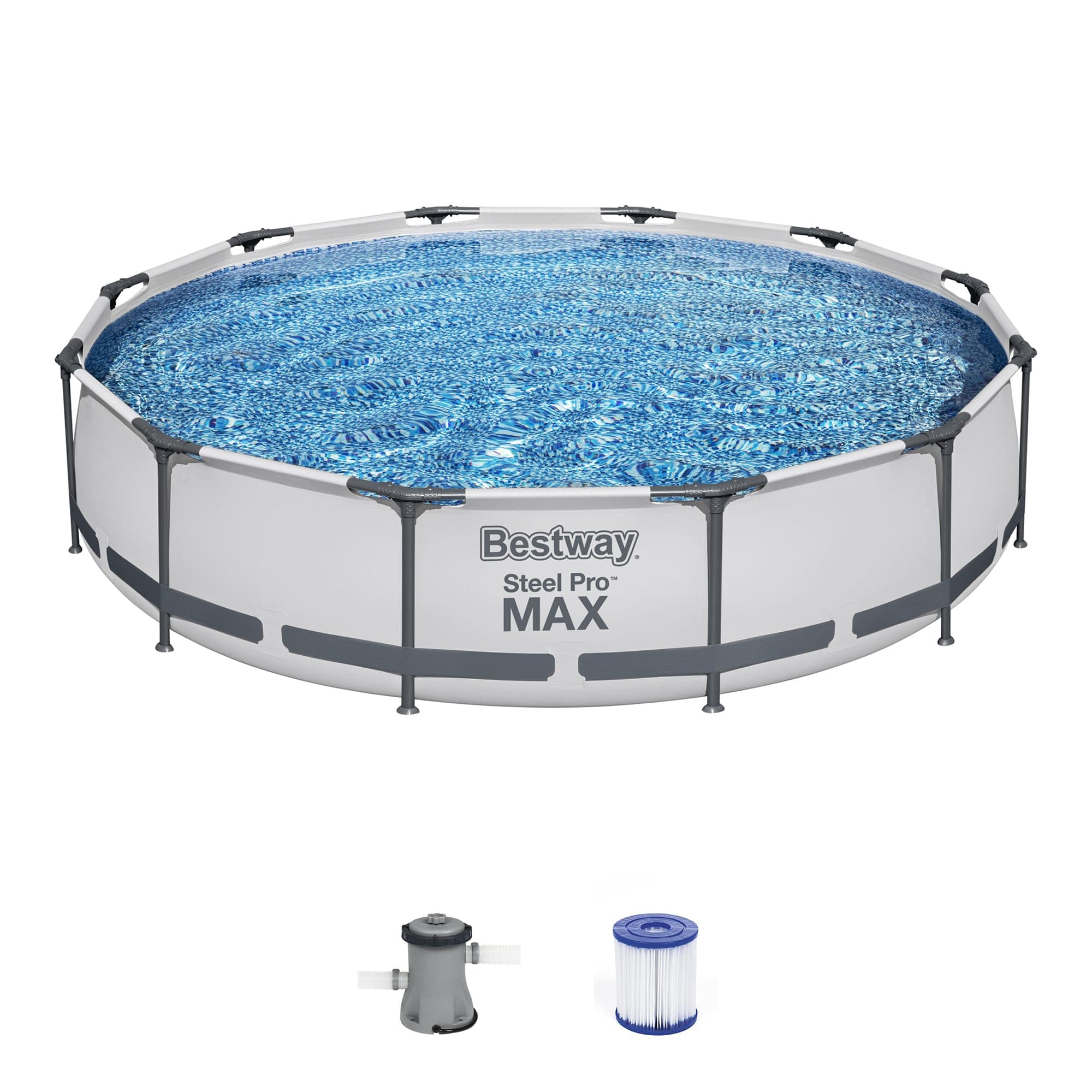 Steel Pro MAX Above Ground Swimming Pool (12' x 30") | Round Outdoor Backyard Family Pool with Tritech® Puncture-Resistant Liner | Easy Setup | Includes Filter Pump for Clean, Clear Water