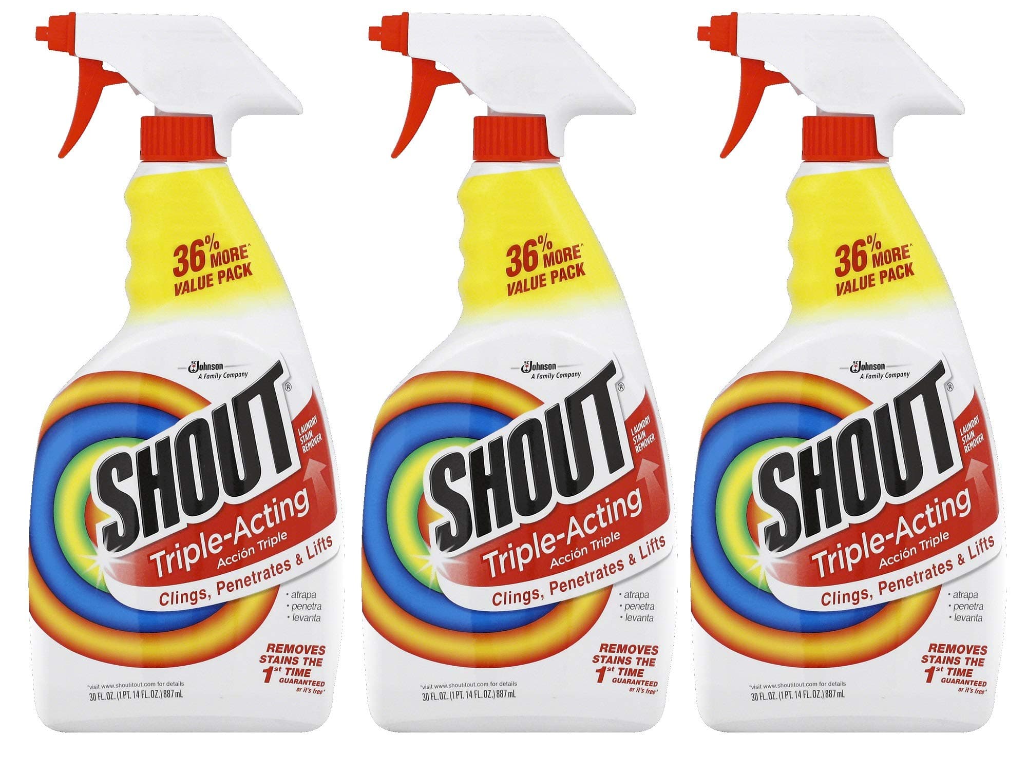 Shout Laundry Stain Remover Trigger Spray - 30 Ounce - Pack of 3