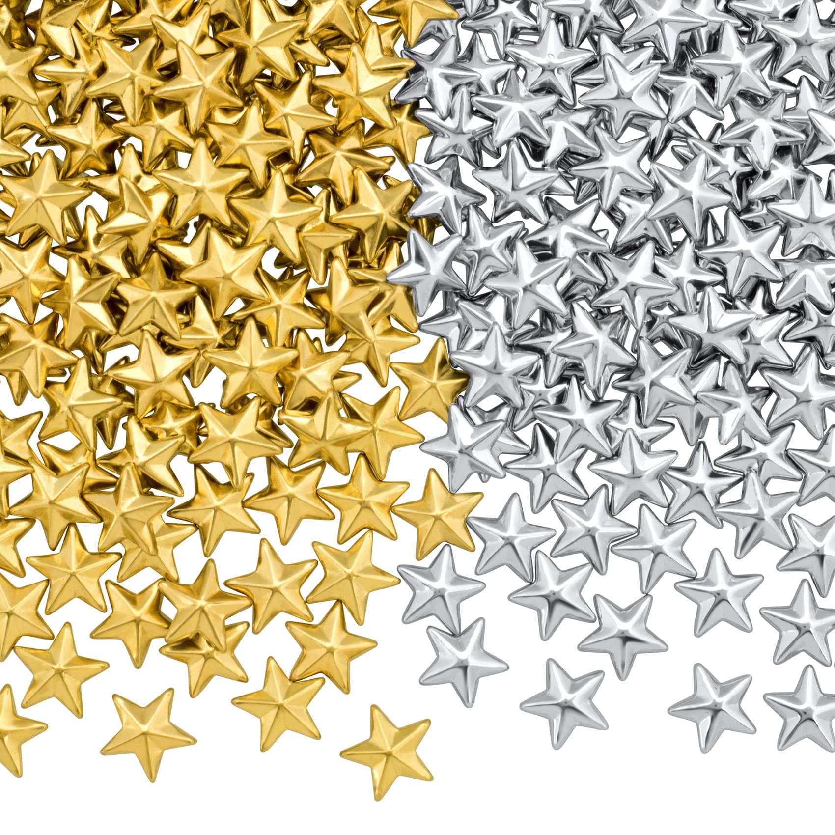800 PCS Hotfix Iron On, Flat Back Stars Studs - 1/4" Flatback Glue on Studs 500pcs (Gold and Silver, 8x8mm)