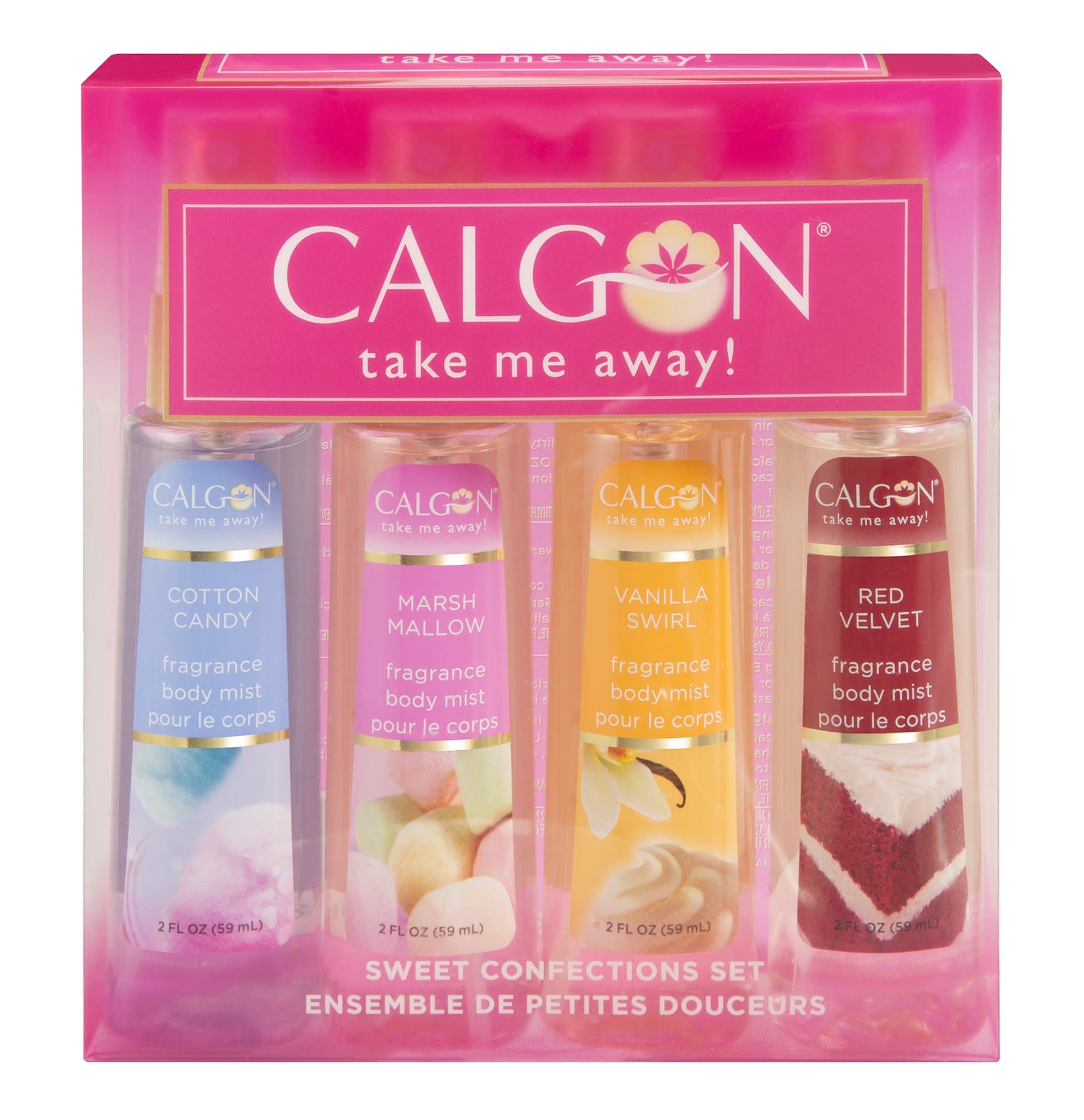 Take Me Away 4 Pc Gift Set (Refreshing Body Mist 2.0 Oz Of Cotton Candy Marsh Mallow Vanilla Swirl & Red Velvet) for Women By 2 Fl Oz