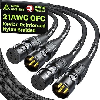 XLR Cable 3M 2Pack, Kevlar-Reinforced Nylon Braided Microphone Lead, Gold-Plated Neutrik REAN Connector, Balanced Male to Female Mic Lead for Shure/RØDE/Roland Mic,Amp,Mixer,Speaker