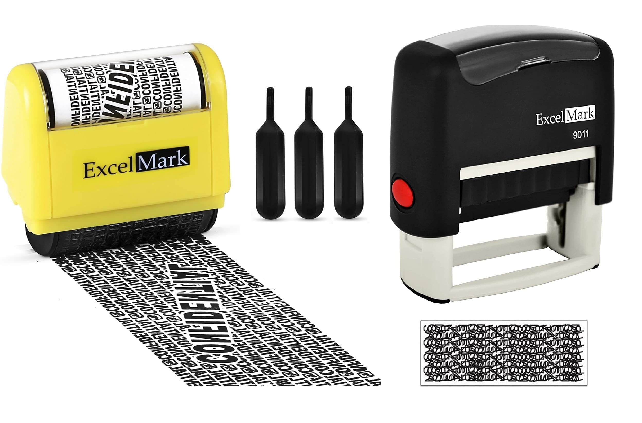 ExcelMark Rolling Identity Theft Guard Stamp and Self-Inking Stamp