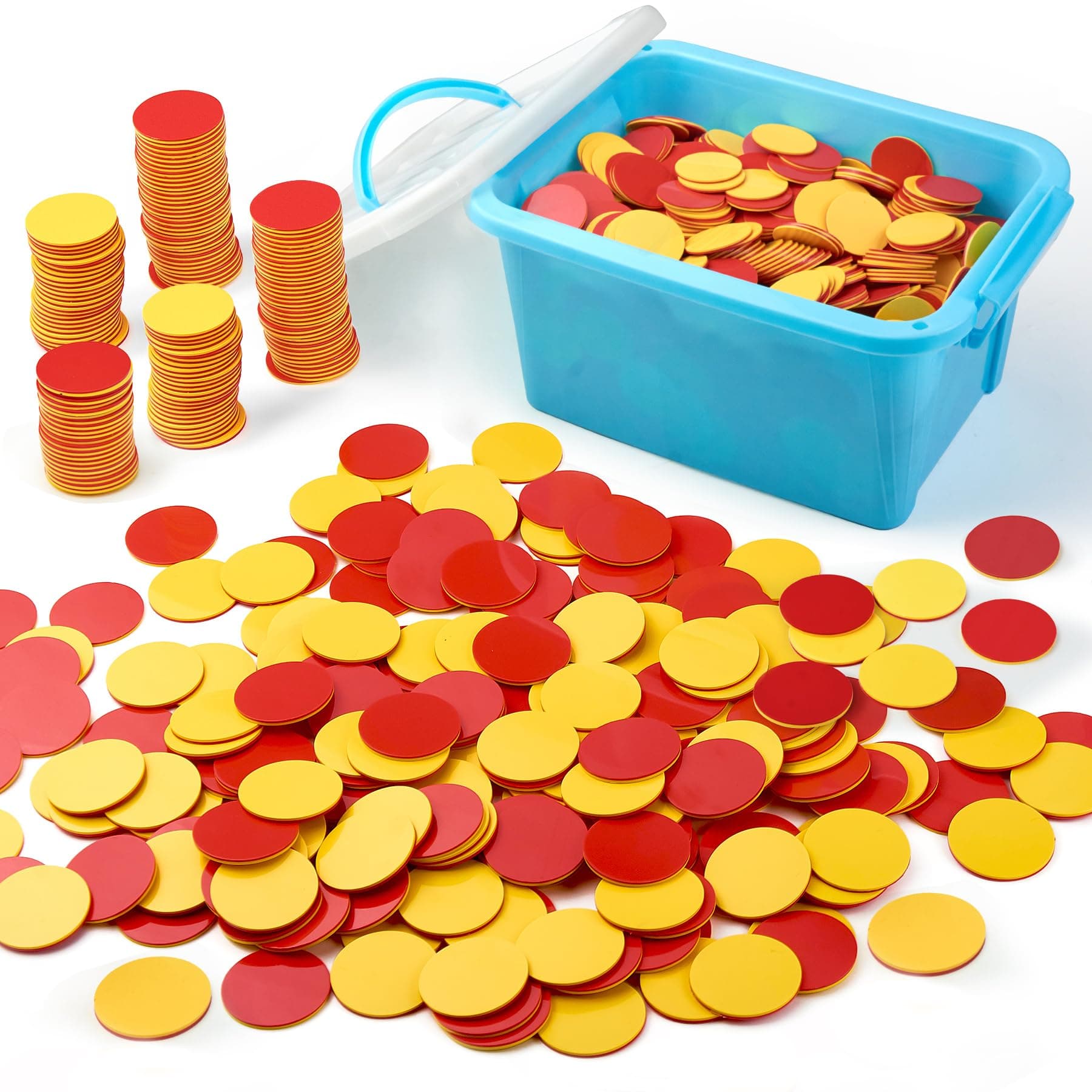 Plastic Two-Color Counter,Red/Yellow Two Side 1000 PCS,Counting Manipulatvies, Math Counters for Kids, Counting Chips