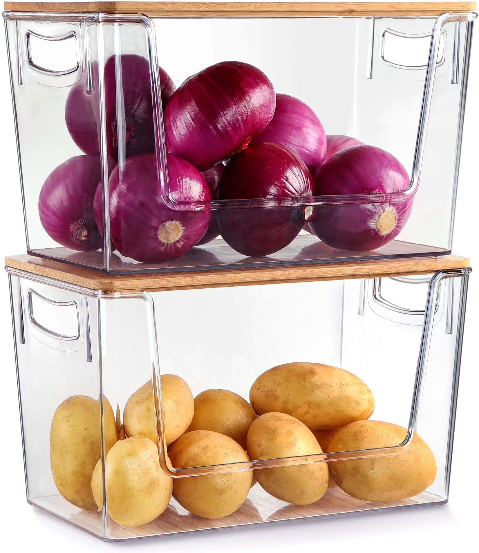2 Set Stackable Storage Organizers Kitchen, Pantry Counter Organizer Basket for Vegetable (Onion, Potato), Produce