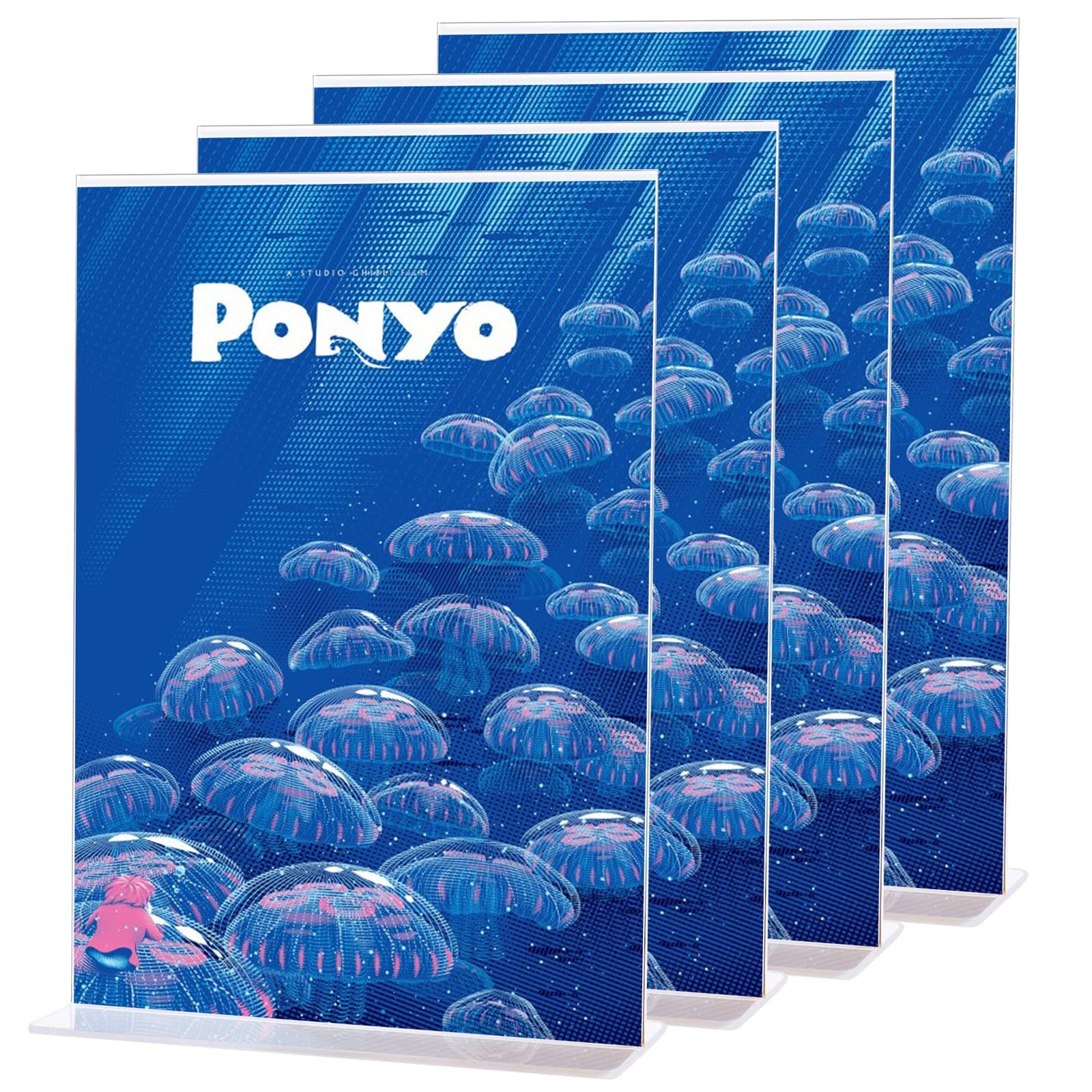 A5 Acrylic Sign Holder, 4 Pack T- Shape Double Sided Poster Menu Holder, Table Top Counter Poster Display Stand, Ad Frame Holder, Plastic Clear Sign Holder for Office, Store, Restaurant