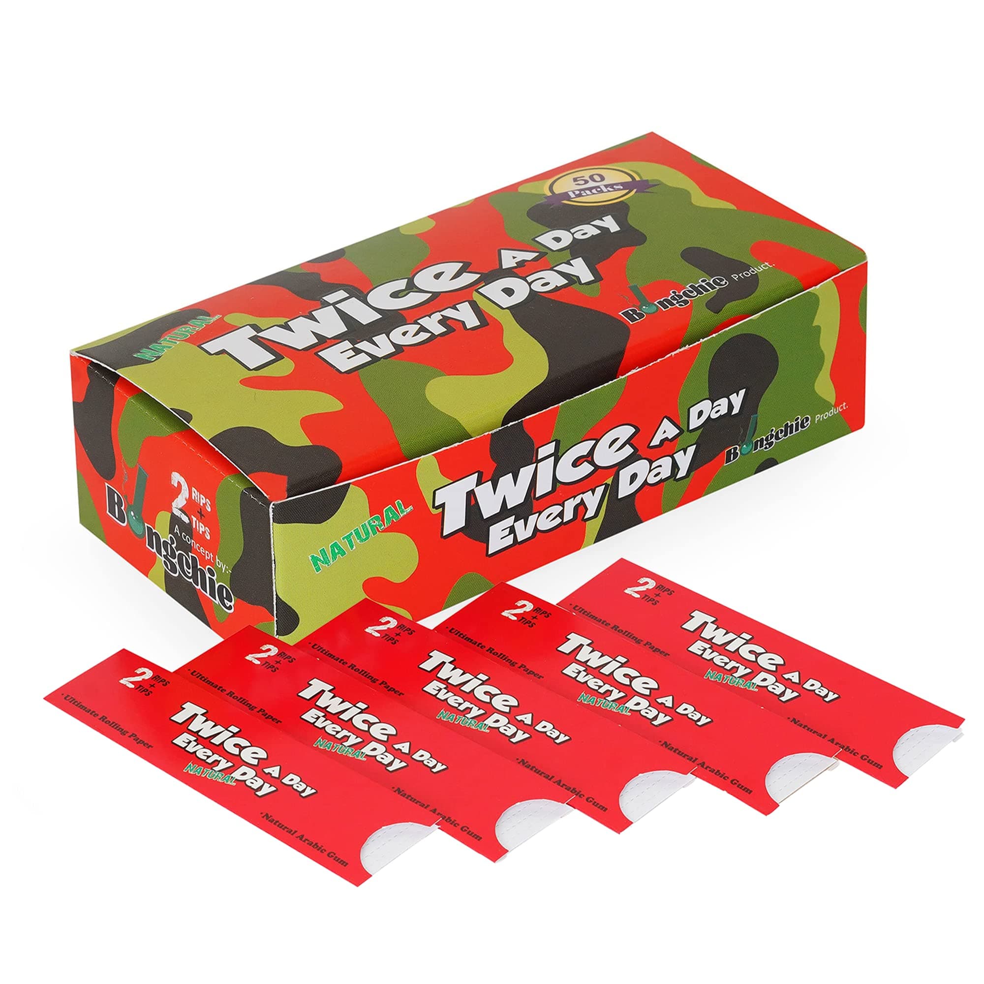 Bongchie/Natural/twice a day everyday / 2 rips + 2 tips/camouflage(smoking rolling Paper)