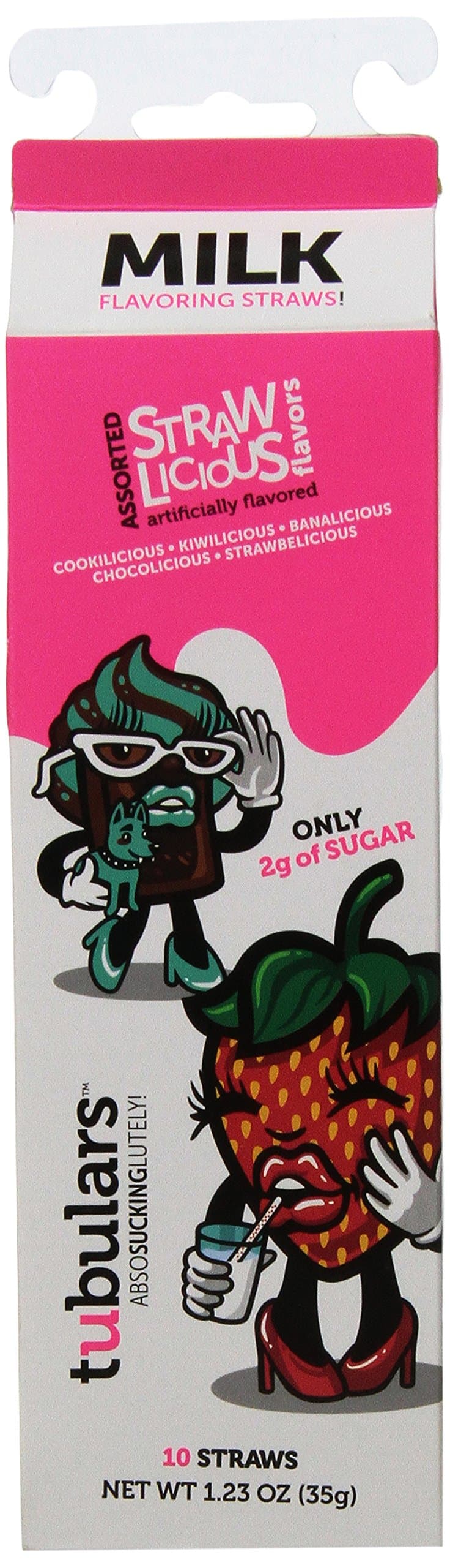 Milk Flavoring Straws, Pink/White, 10 Count