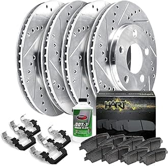 - Hart Brakes Front Rear Brakes and Rotors Kit |Front Rear Brake Pads| Brake Rotors and Pads| Ceramic Brake Pads and Rotors - PHCC.63064.02