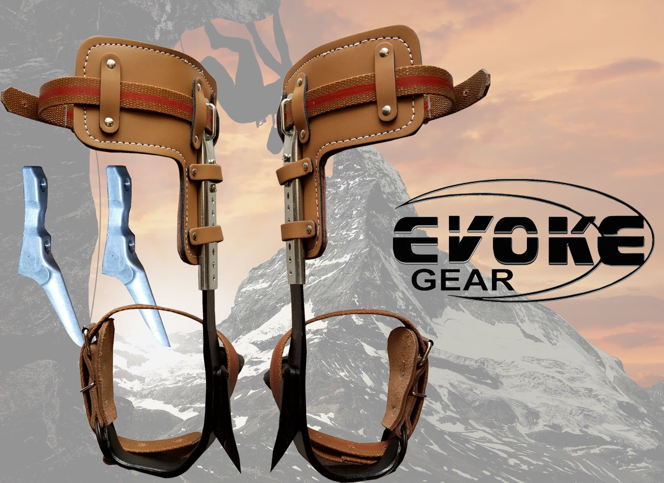 Evoke Gear Tree Climbing Spike Set Pole Climbing Spurs Climber Adjustable with Tree Graffs