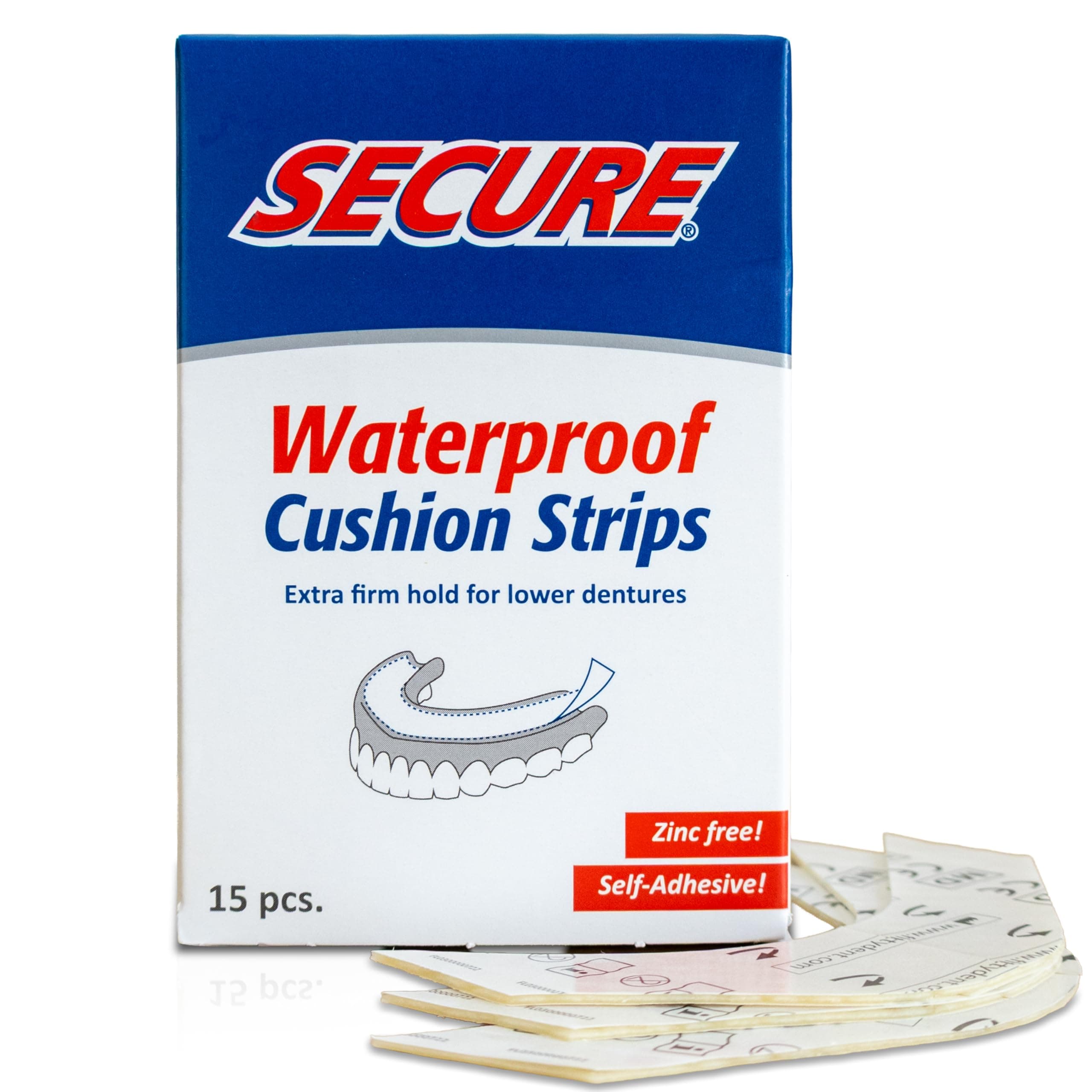 Secure Denture Adhesive Strips - 15 Strips