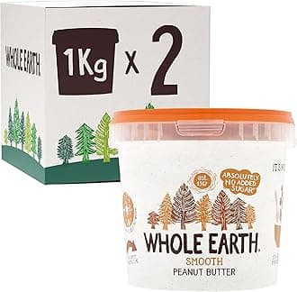 SMOOTH Peanut Butter , All Natural Ingredients, No Added Sugar, Gluten Free, Vegetarian & Vegan Friendly 2 x 1kg Tub