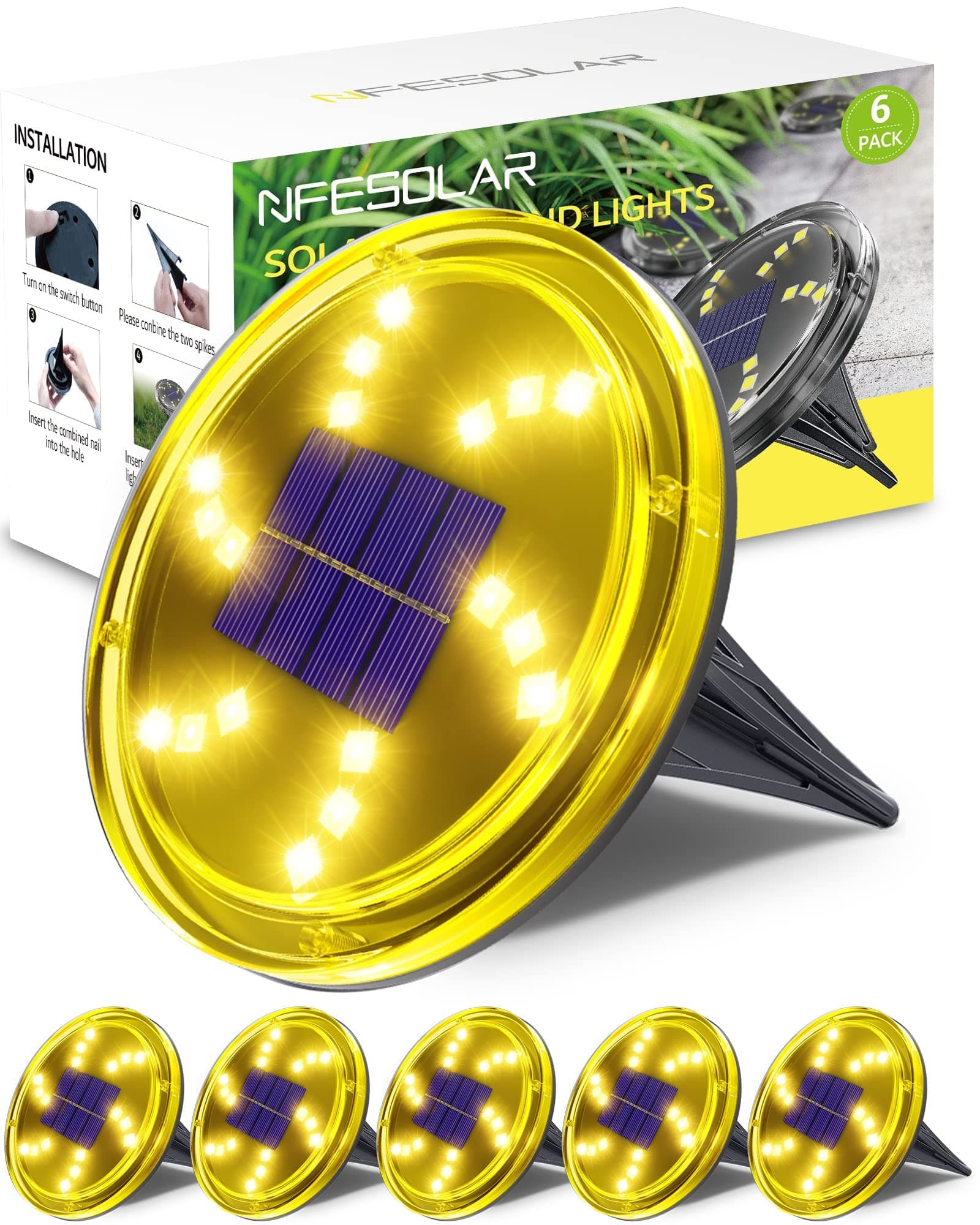 NFESOLAR8 Pack Blue Solar Ground Lights & 6 Pack Solar Ground Lights Outdoor Waterproof