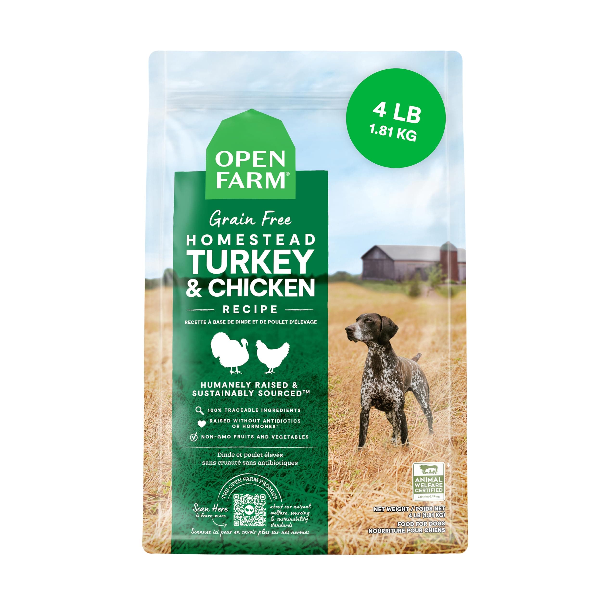 Open Farm Grain Free Homestead Turkey & Chicken Dry Dog Food - 1.81KG