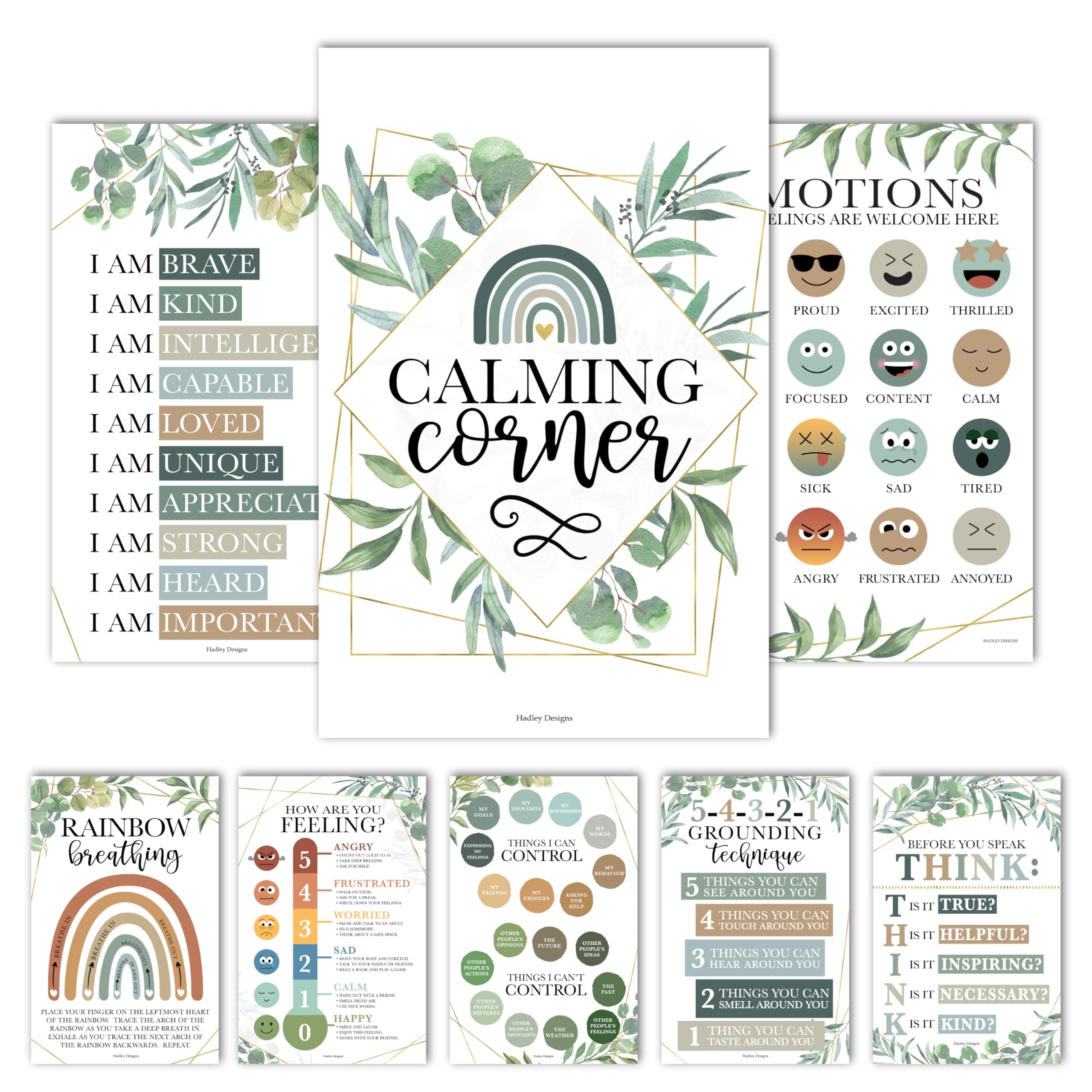 Geo Greenery Calming Corner Posters