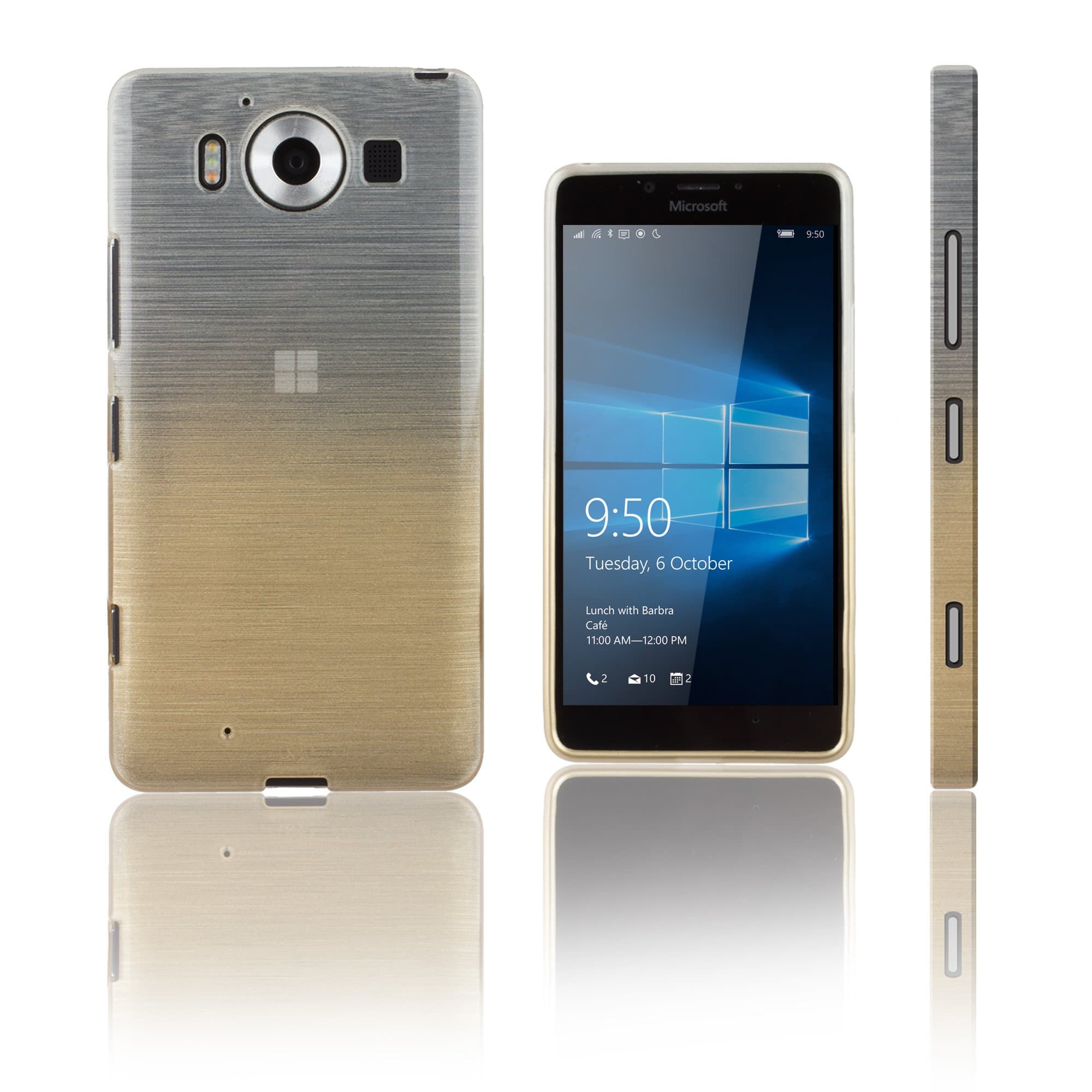 Xcessor Transition Flexible TPU Case with Gradient Silk Thread Texture for Microsoft Lumia 950 - Transparent/Gold