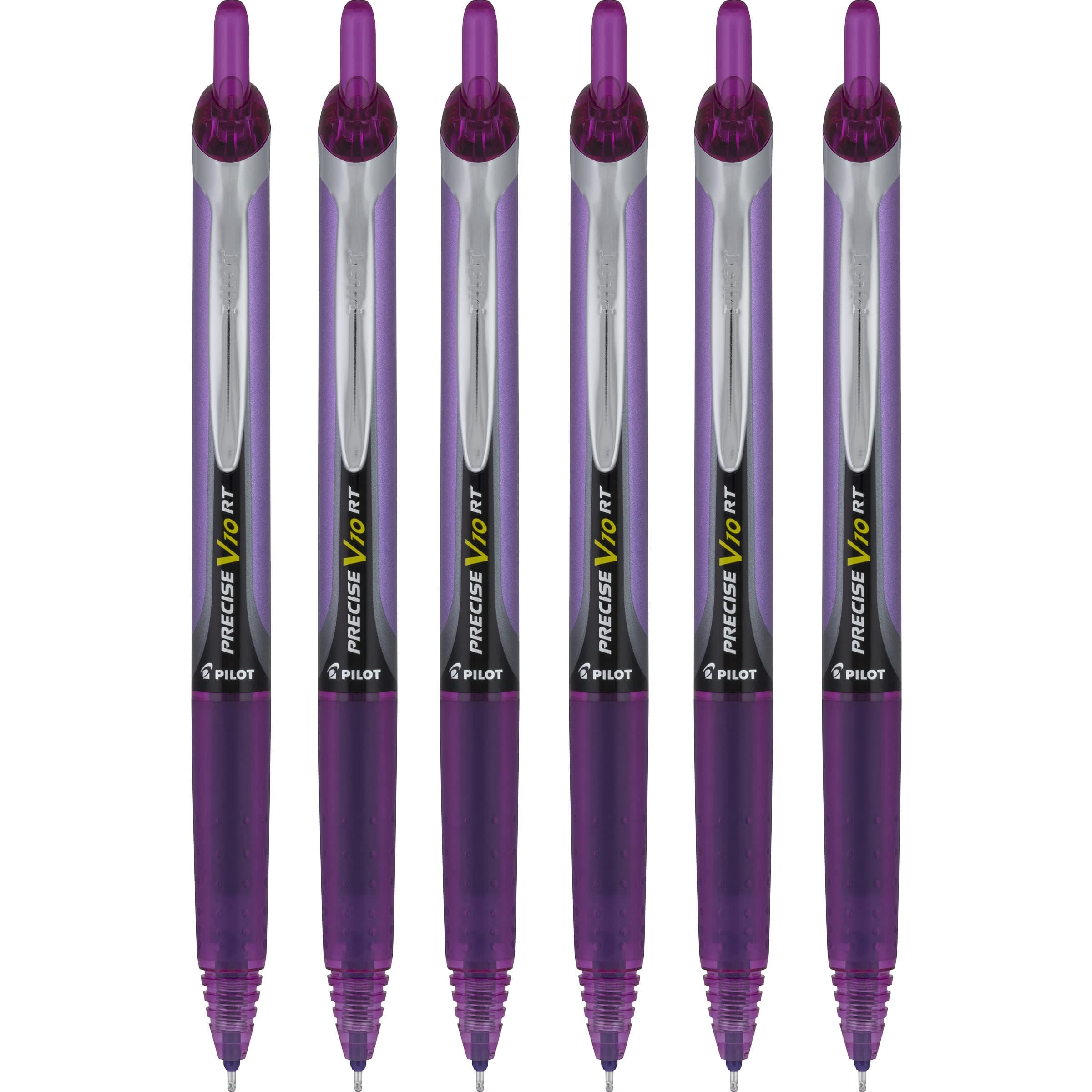 Precise V10 RT Retractable Liquid Ink Rollerball Pens, Bold Point, 1.0mm, Purple Ink, 6 Count