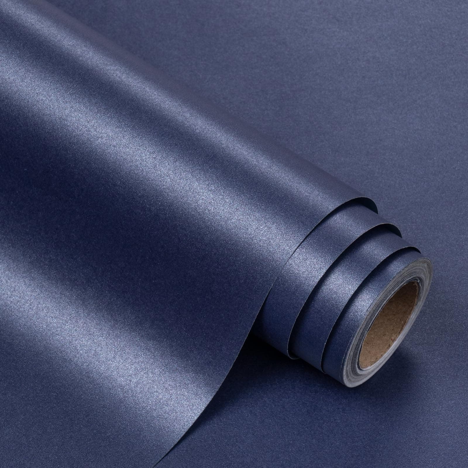 WRAPAHOLIC Navy Blue Pearl Glossy Wrapping Paper,Solid Color Gift Wrapping Paper - Perfect for Birthday,Baby Shower,Wedding,Valentine's Day,Party - 17in x 32.8ft Roll, 46 Sq. Ft